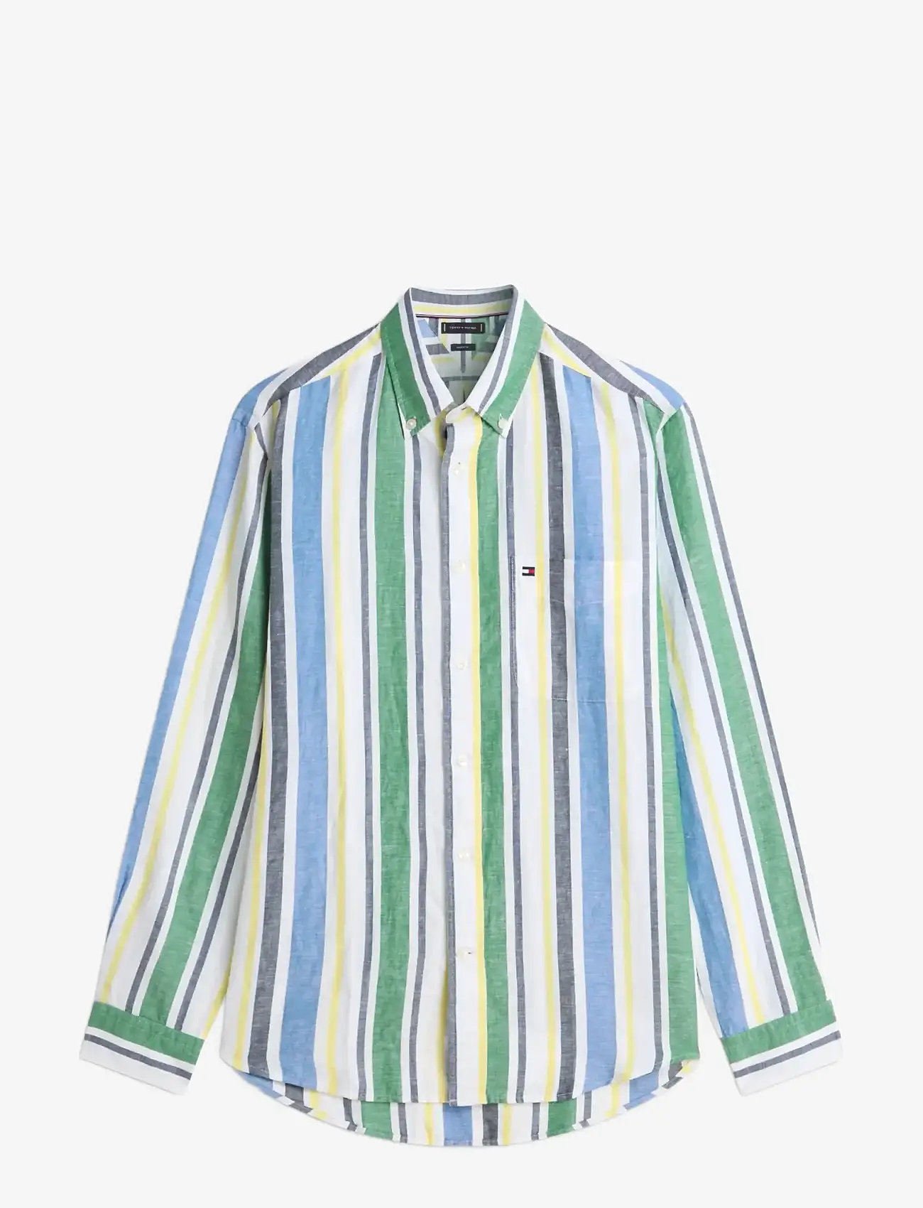 Tommy Hilfiger - LINEN BLEND BOLD STP SHIRT - hørskjorter - nouveau green   stripe - 1
