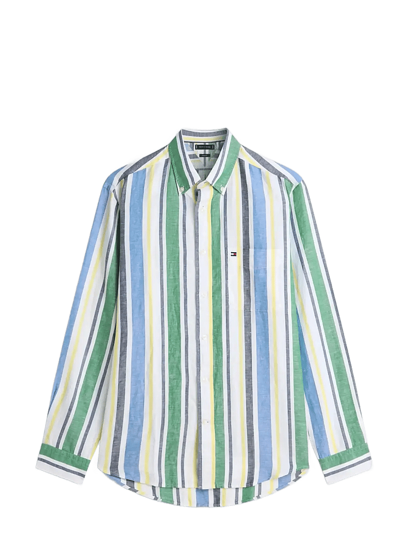 Tommy Hilfiger - LINEN BLEND BOLD STP SHIRT - hørskjorter - nouveau green stripe - 1