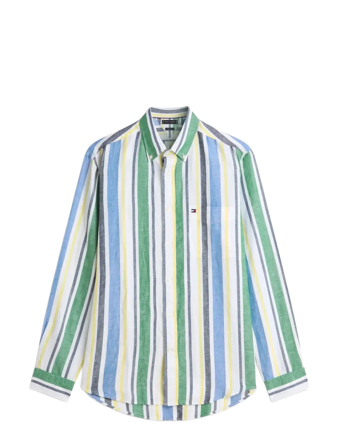 Tommy Hilfiger LINEN BLEND BOLD STP SHIRT - Neue Artikel - NOUVEAU GREEN   STRIPE / multi