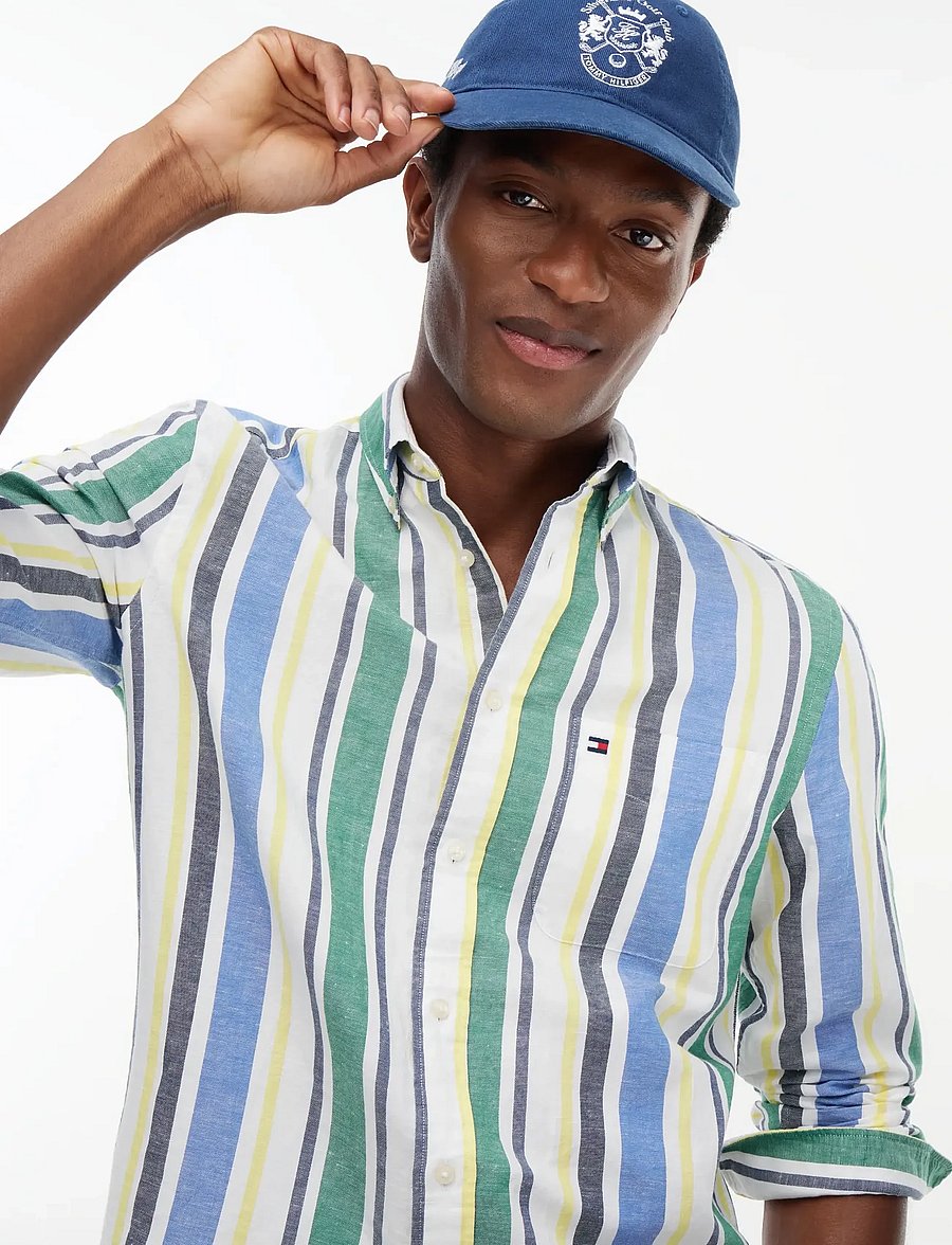 Tommy Hilfiger - LINEN BLEND BOLD STP SHIRT - nouveau green stripe - 3