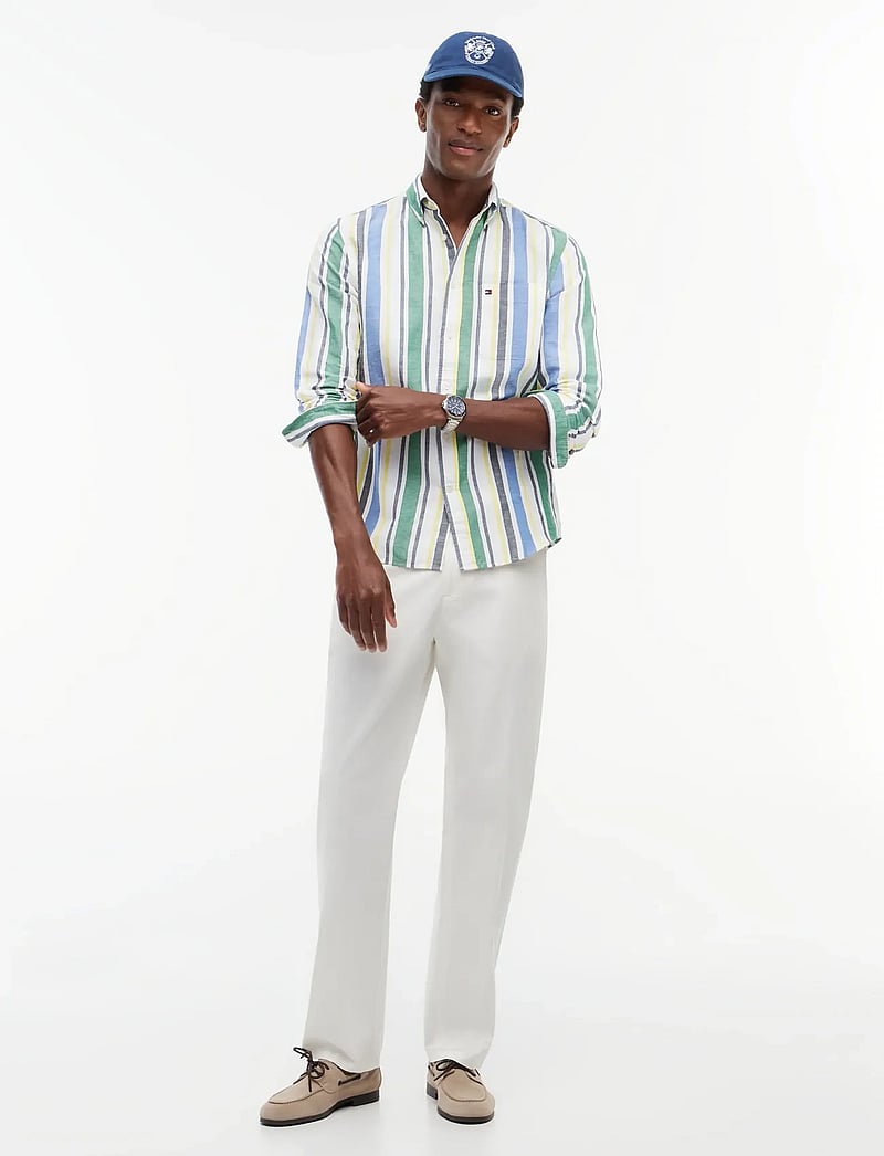 Tommy Hilfiger - LINEN BLEND BOLD STP SHIRT - hørskjorter - nouveau green stripe - 4