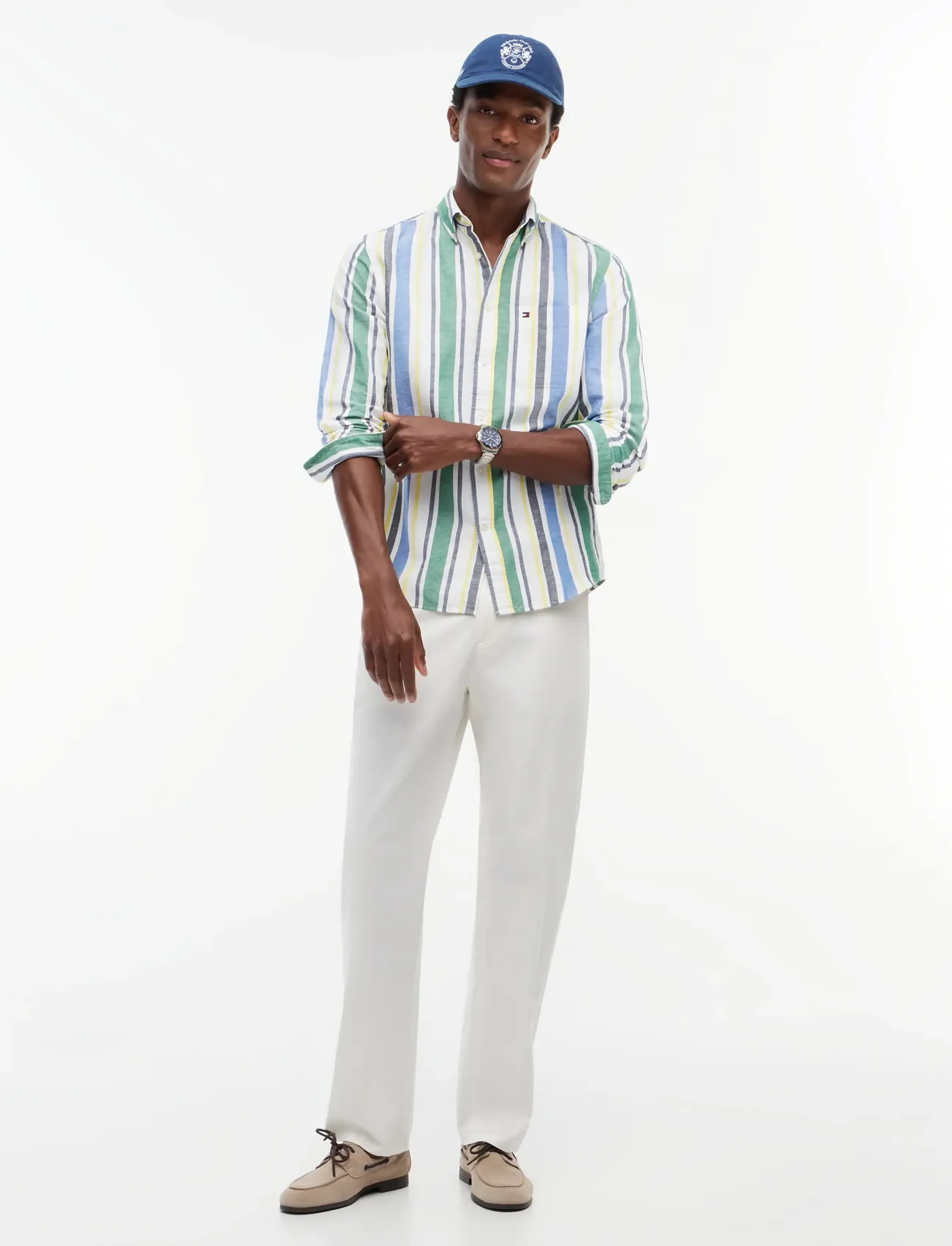 Tommy Hilfiger - LINEN BLEND BOLD STP SHIRT - triibulised särgid - nouveau green   stripe - 4