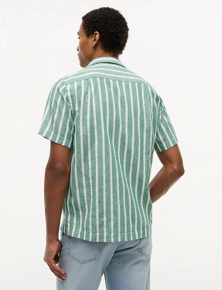 Tommy Hilfiger - LIN BLEND TEXTURE STP S/S RF - kurzarmhemden - nouveau green stripe - 2