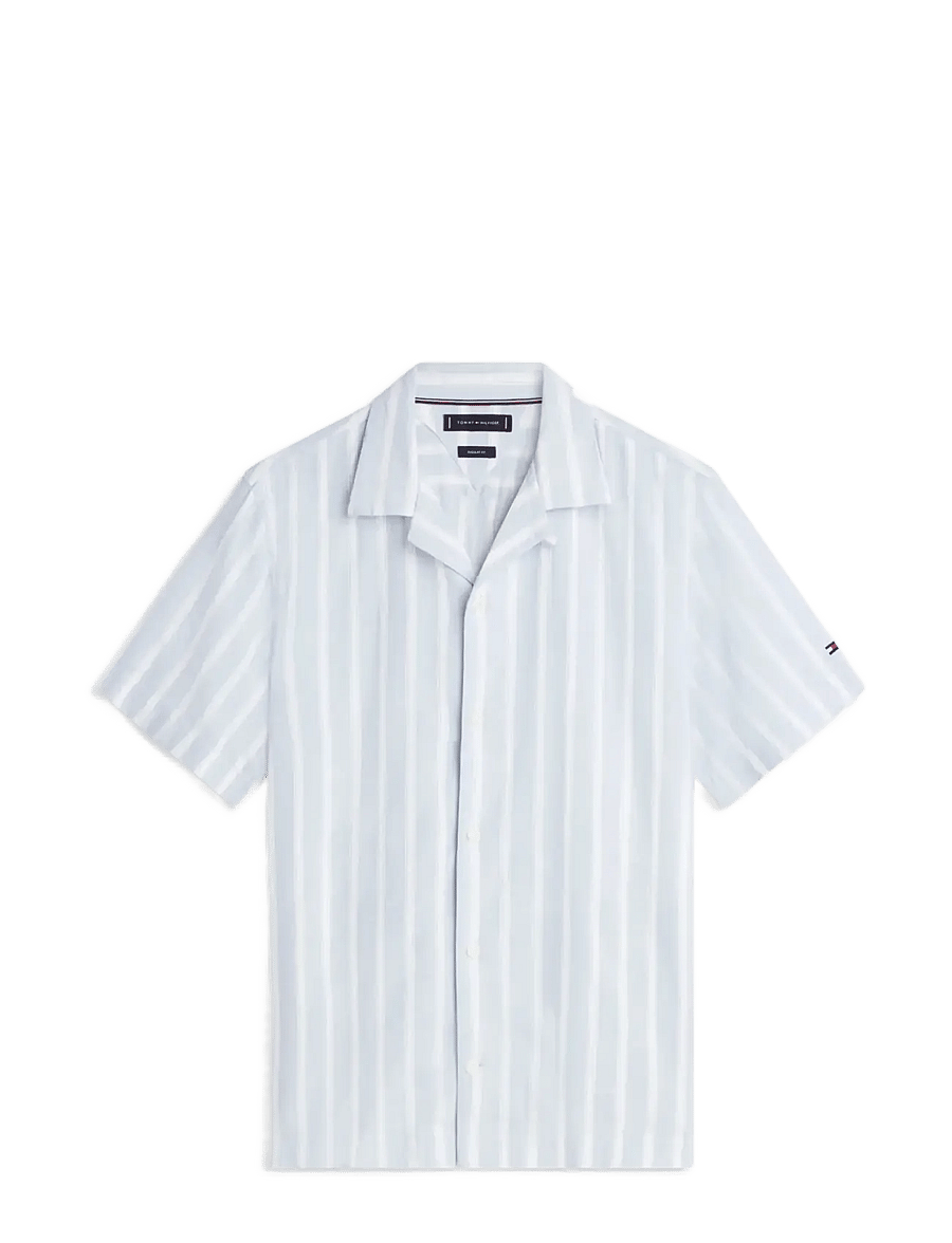 Tommy Hilfiger - LIN BLEND TEXTURE STP S/S RF - kurzarmhemden - sweet blue stripe - 1