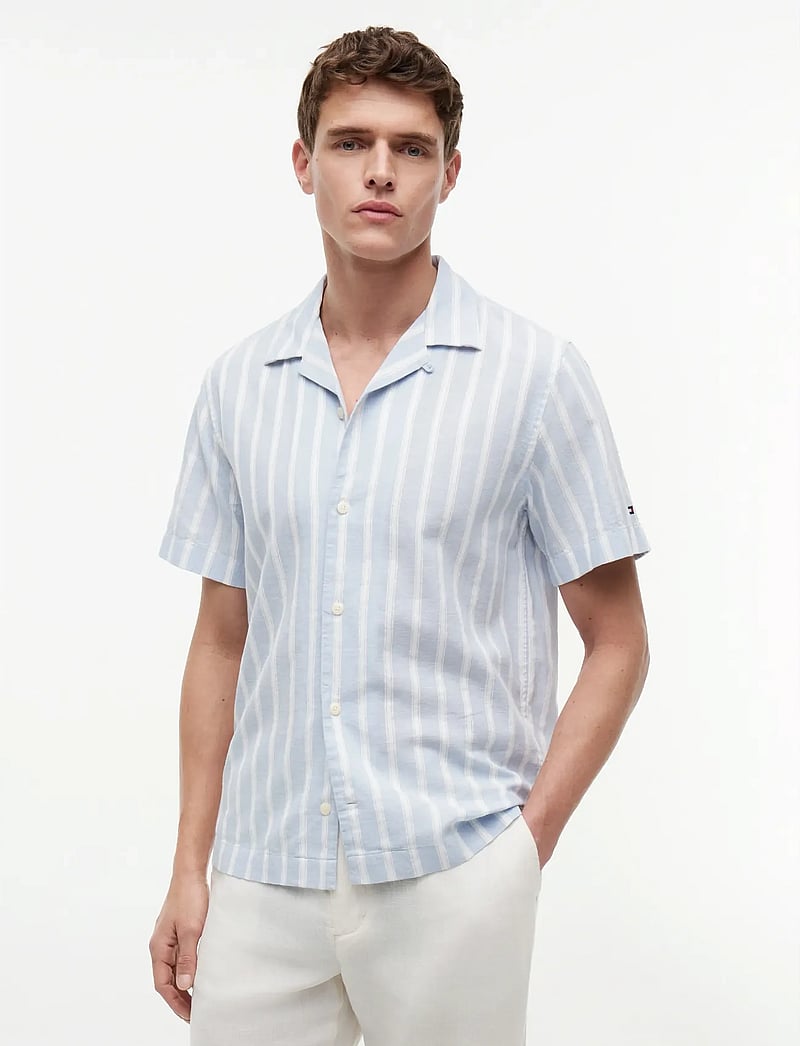 Tommy Hilfiger - LIN BLEND TEXTURE STP S/S RF - kurzarmhemden - sweet blue stripe - 0