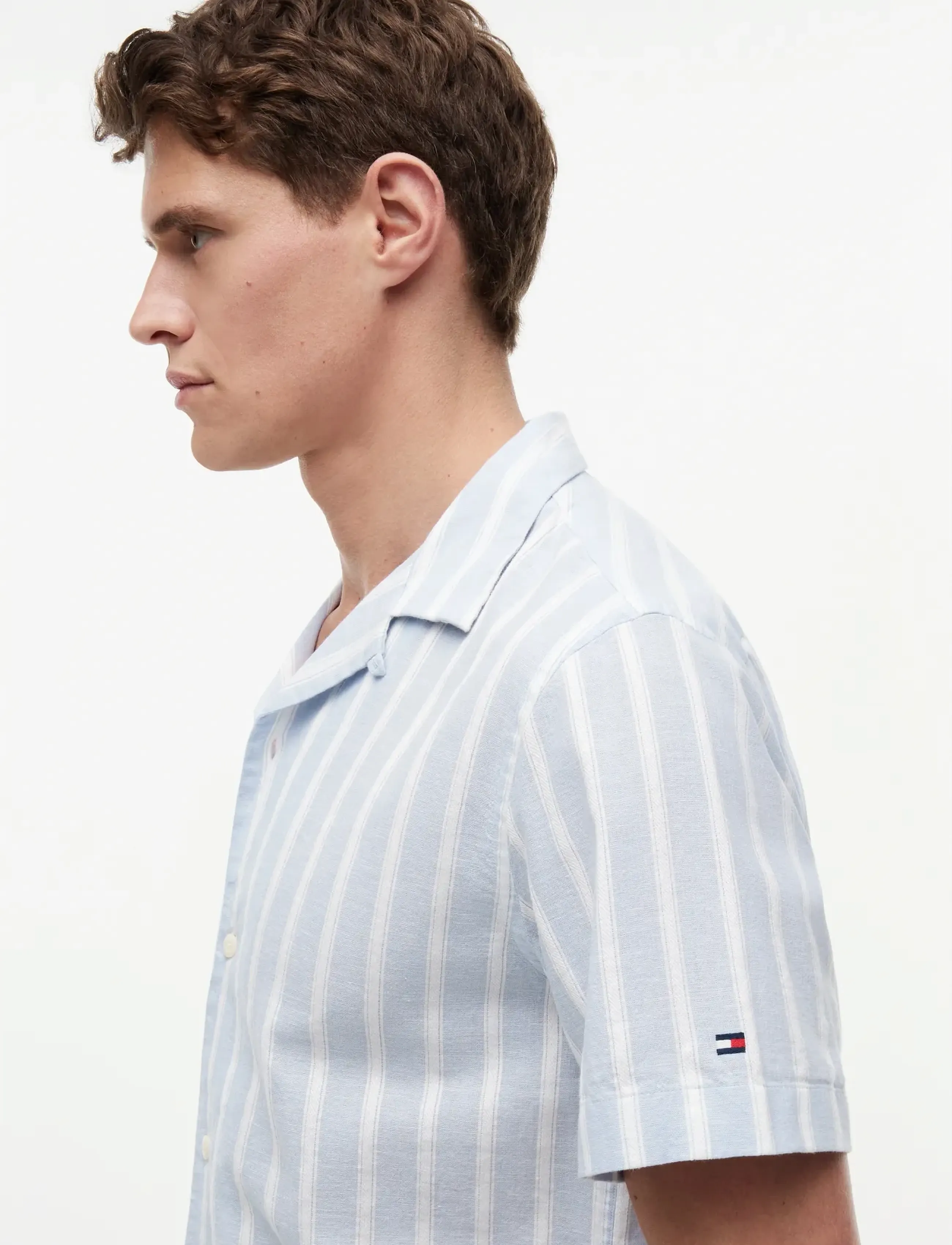 Tommy Hilfiger - LIN BLEND TEXTURE STP S/S RF - short-sleeved shirts - sweet blue   stripe - 3