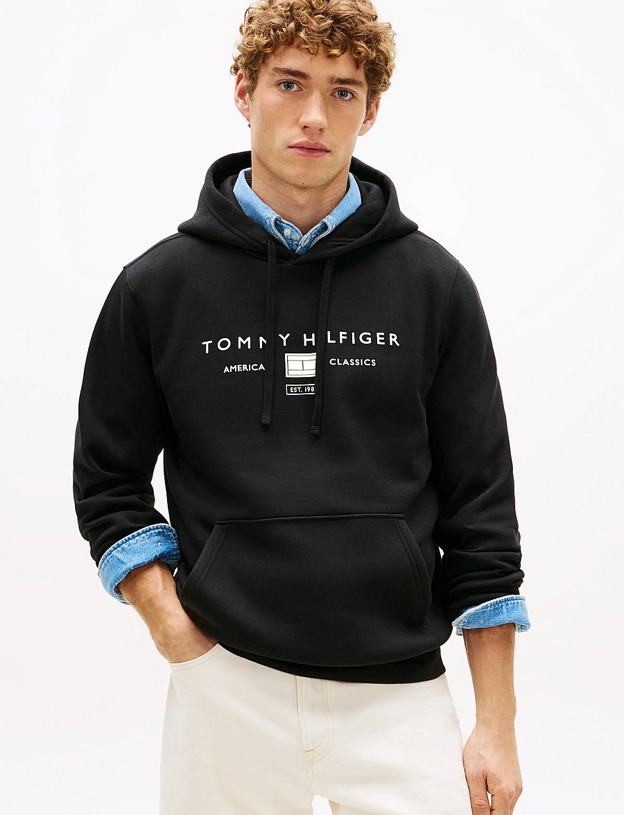 Tommy Hilfiger - BRAND LOVE TR MONO STACK HOODY - hættetrøjer - black - 0