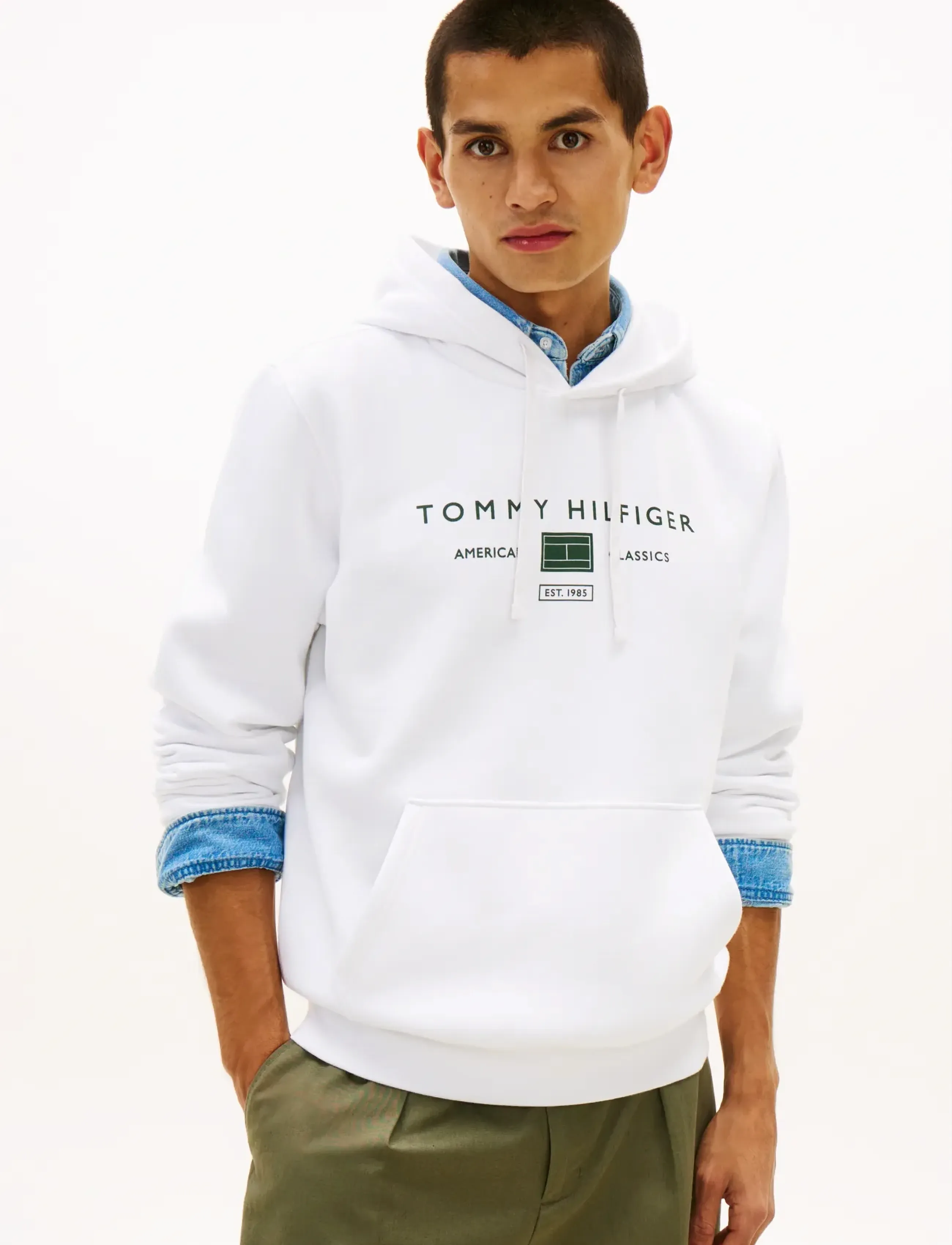 Tommy Hilfiger Brand Love Tr Mono Stack Hoody, Mænd, Hættetrøje, Hvid, Str: XL