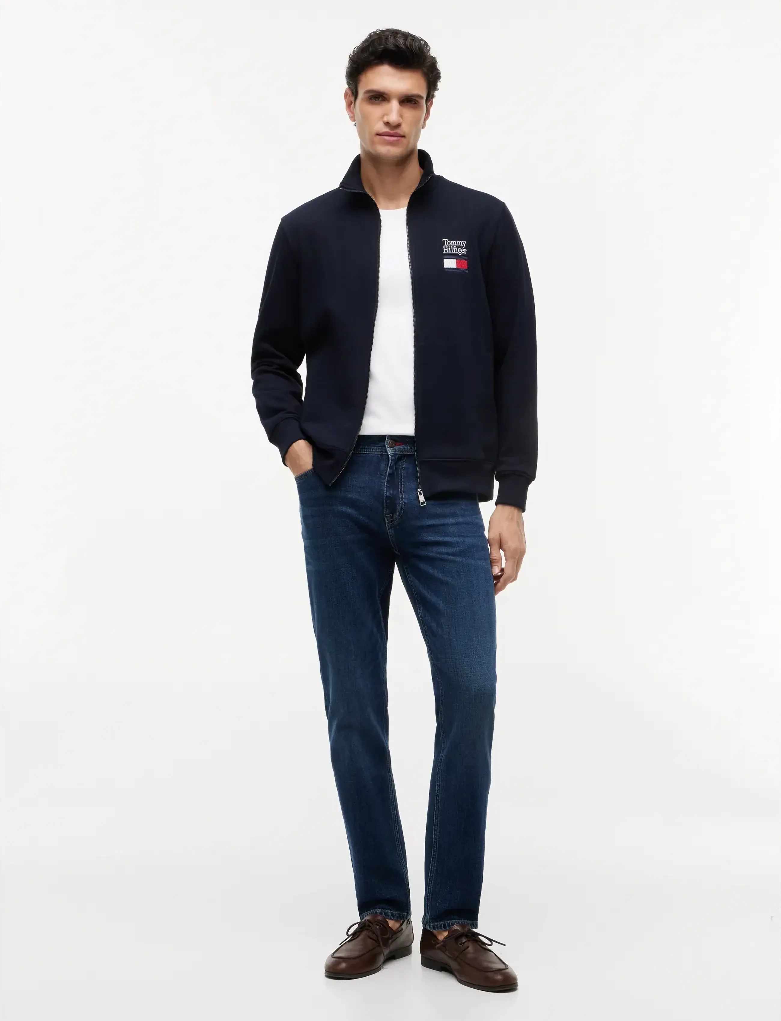 Tommy Hilfiger - TOMMY EMBRO FLAG STAND COLLAR - osta olukorra järgi - desert sky - 2