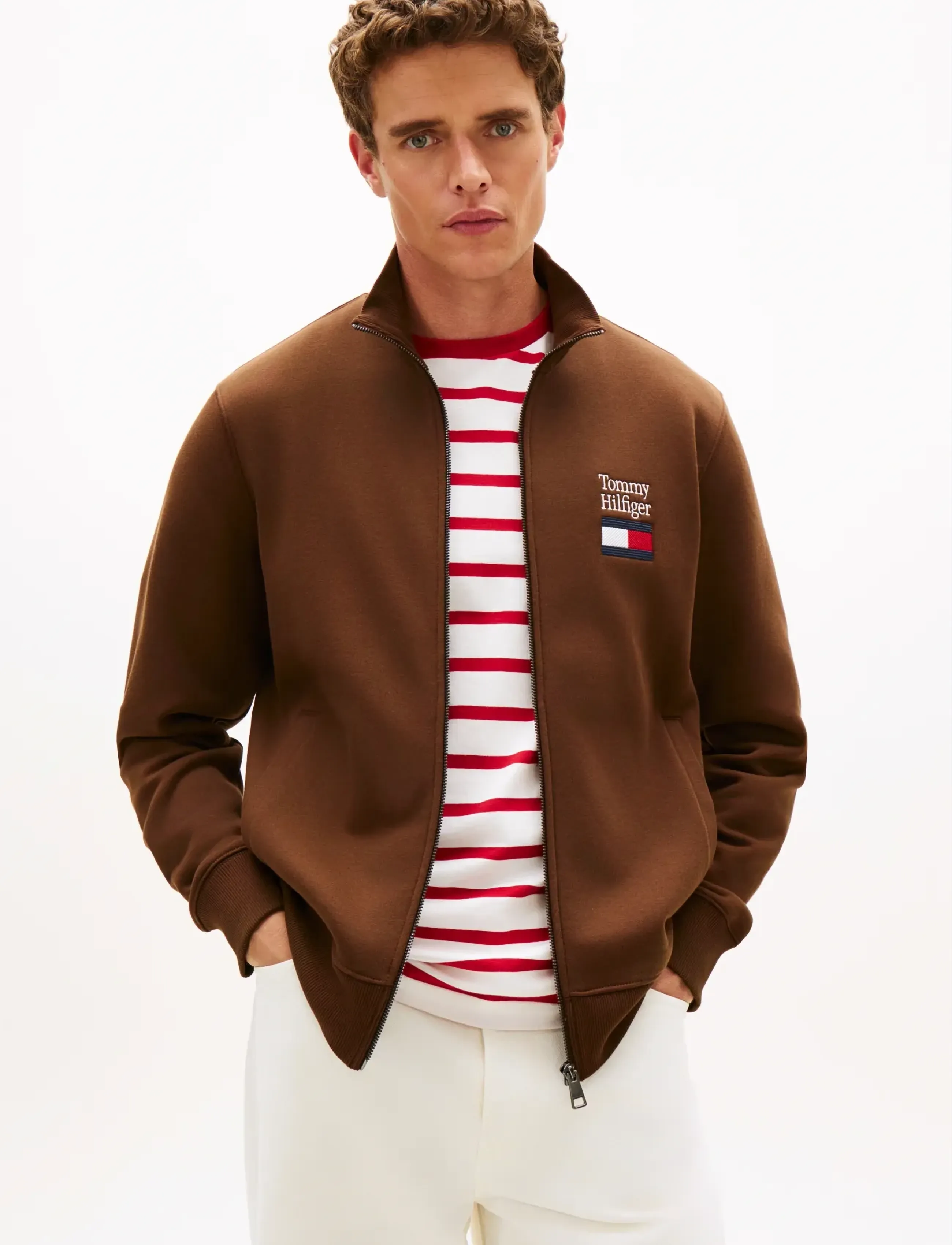 Tommy Hilfiger TOMMY EMBRO FLAG STAND COLLAR - Säsongens färger - LEGACY BROWN / brown