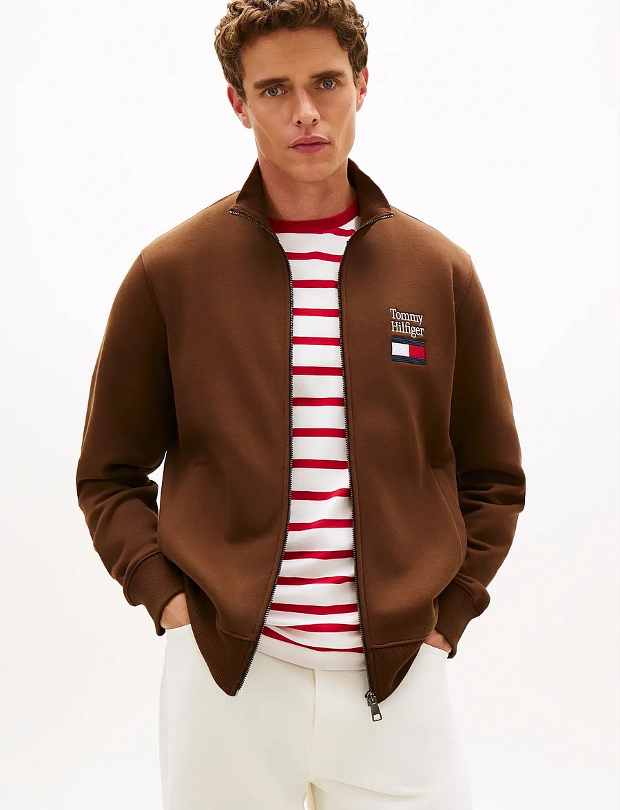 Tommy Hilfiger - TOMMY EMBRO FLAG STAND COLLAR - shop by occasion - legacy brown - 0