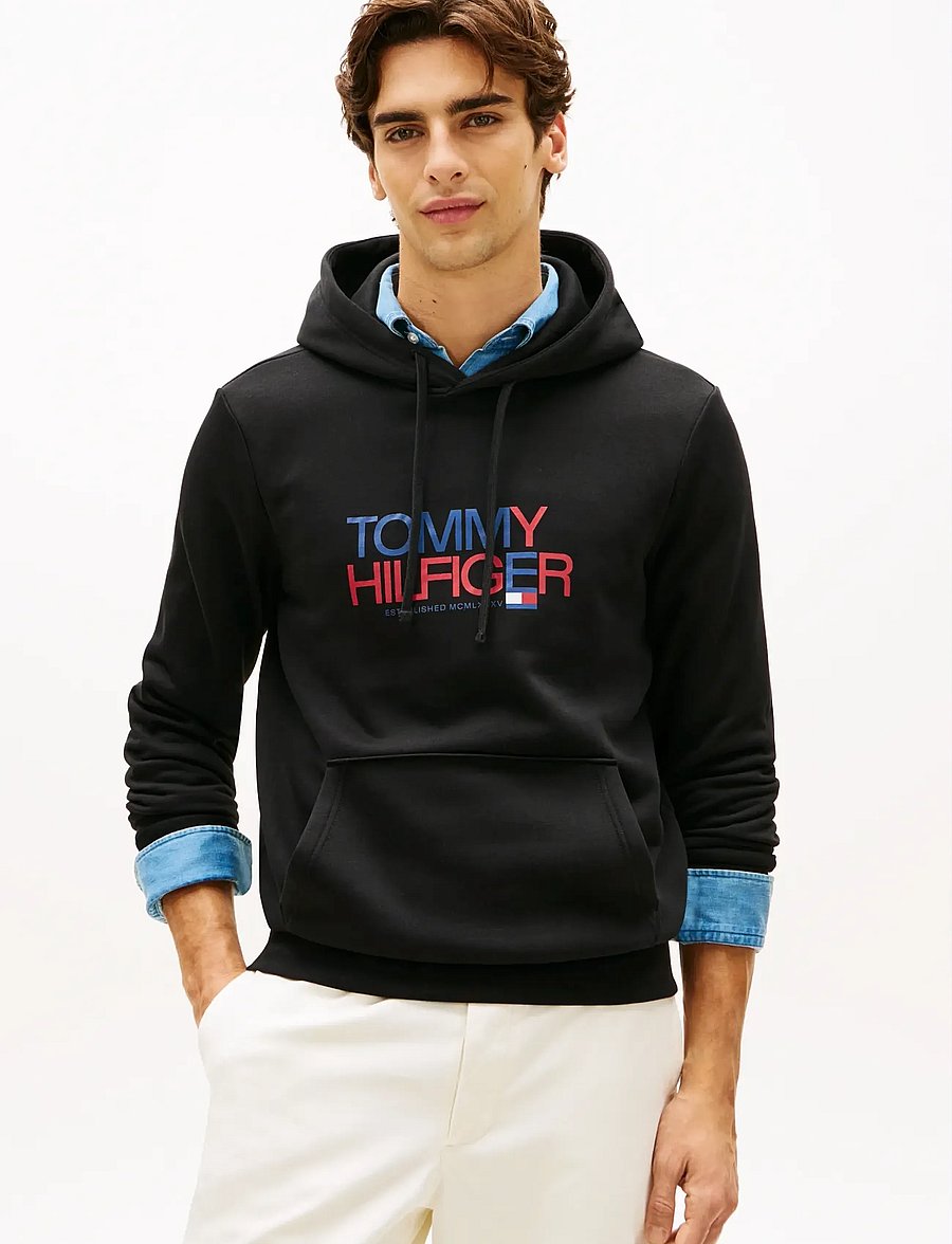 Tommy Hilfiger - BRAND LOVE BIG TEXT HOODY - hoodies - black - 0