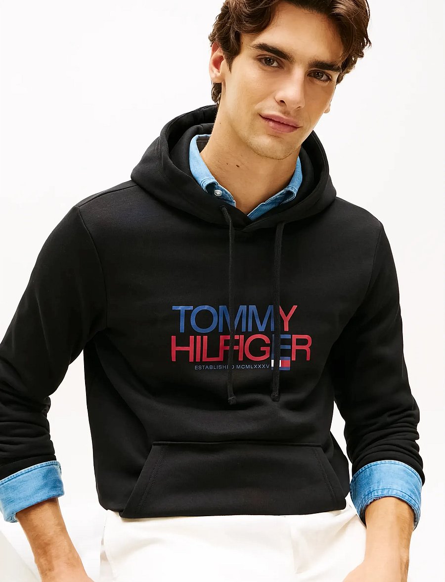 Tommy Hilfiger - BRAND LOVE BIG TEXT HOODY - hoodies - black - 4