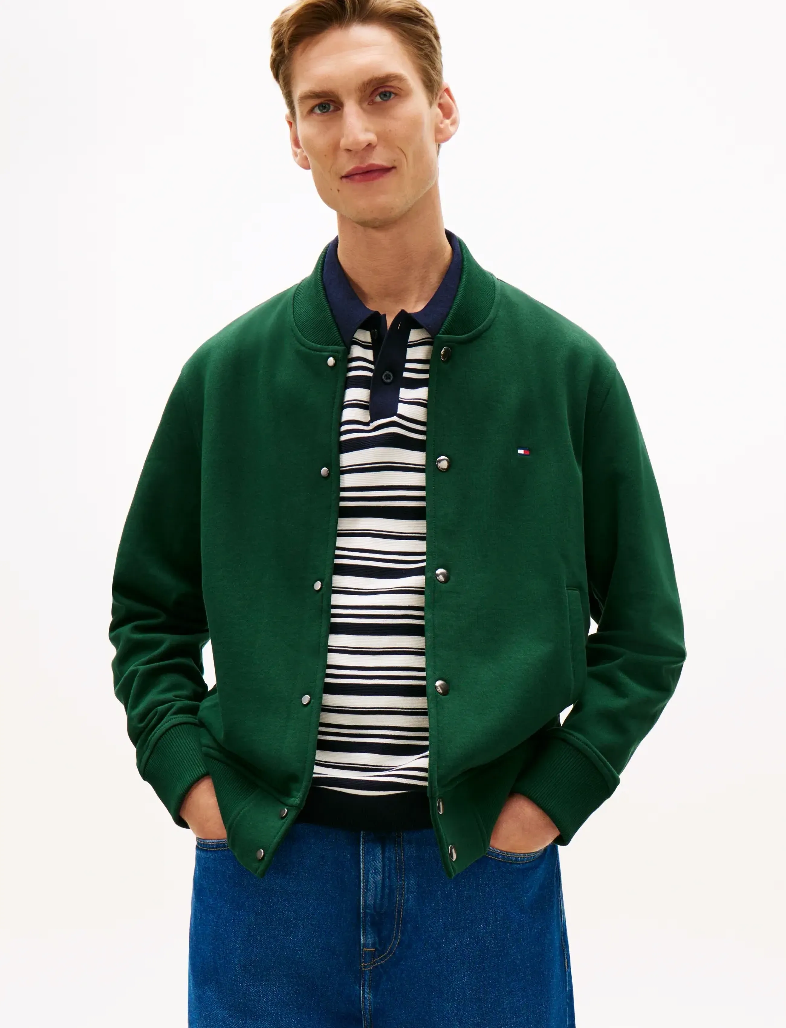 Tommy Hilfiger Essential Terry Bomber Jacket, M, Green, Jakker > Bomberjakker, Herre