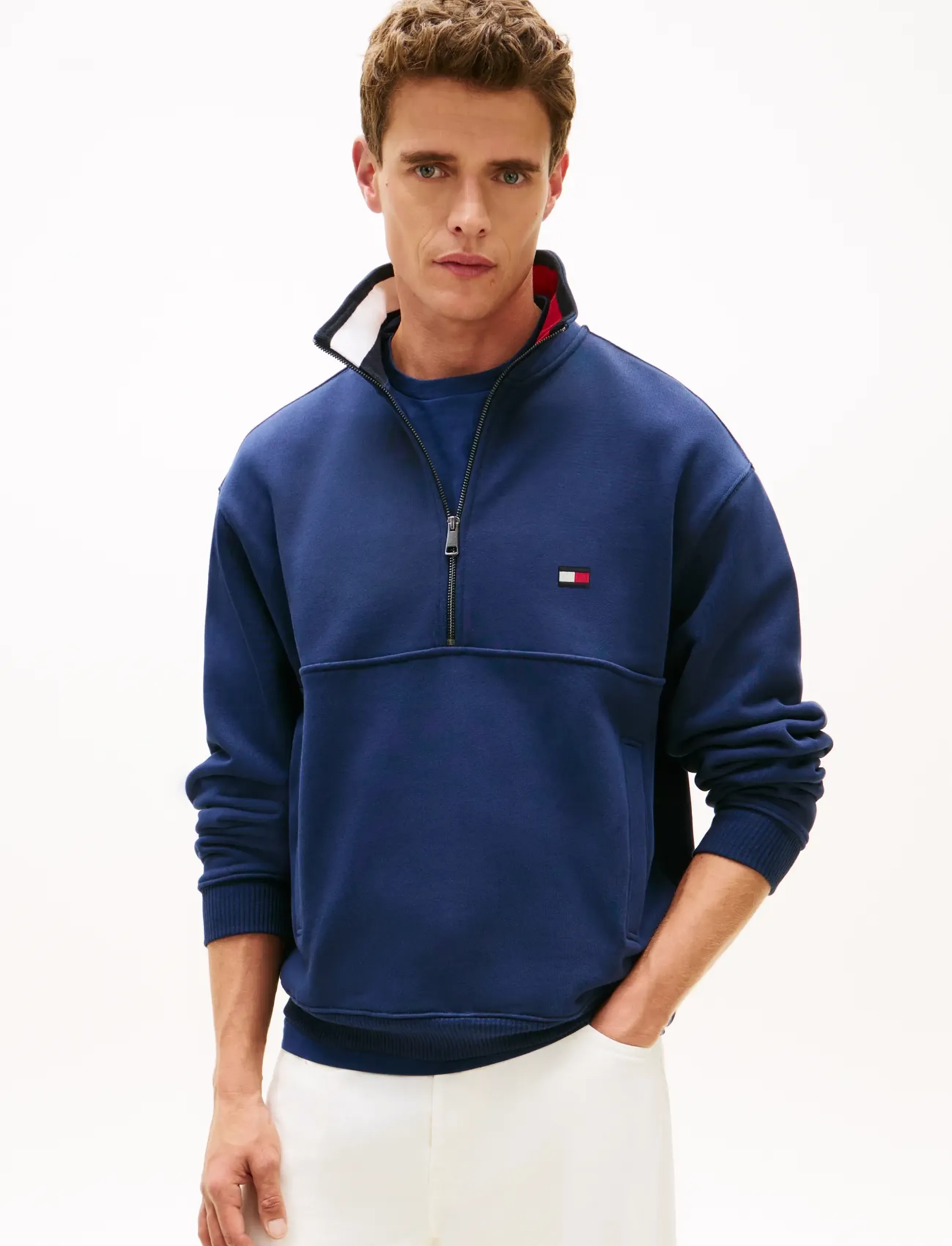 Tommy Hilfiger FLAG 1/4 ZIP - Dressipluusid ja pusad - CARBON NAVY / navy