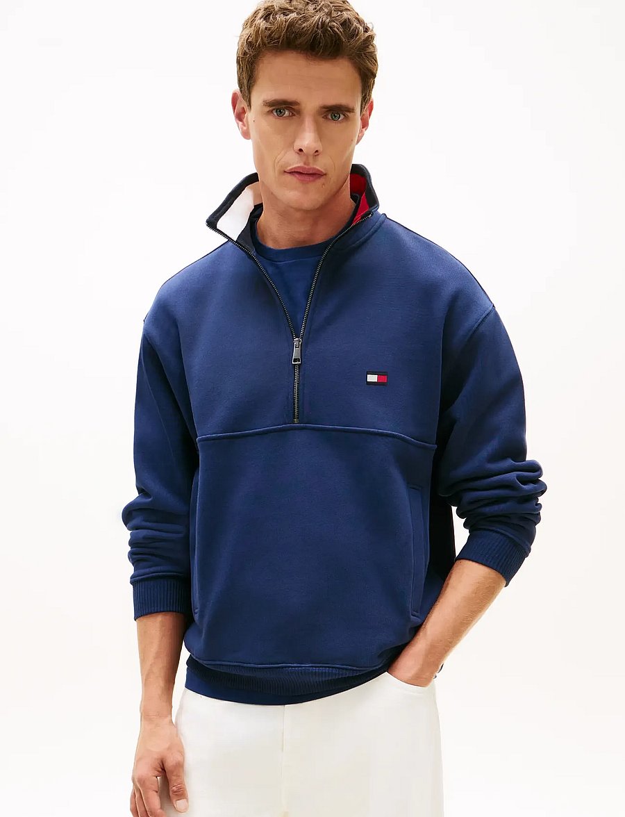 Tommy Hilfiger - FLAG 1/4 ZIP - sweatshirts - carbon navy - 0