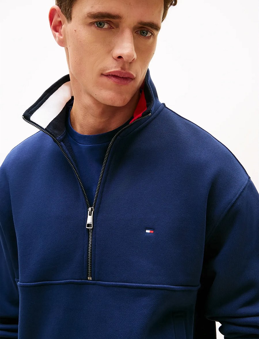 Tommy Hilfiger - FLAG 1/4 ZIP - poolpika lukuga džemprid - carbon navy - 4