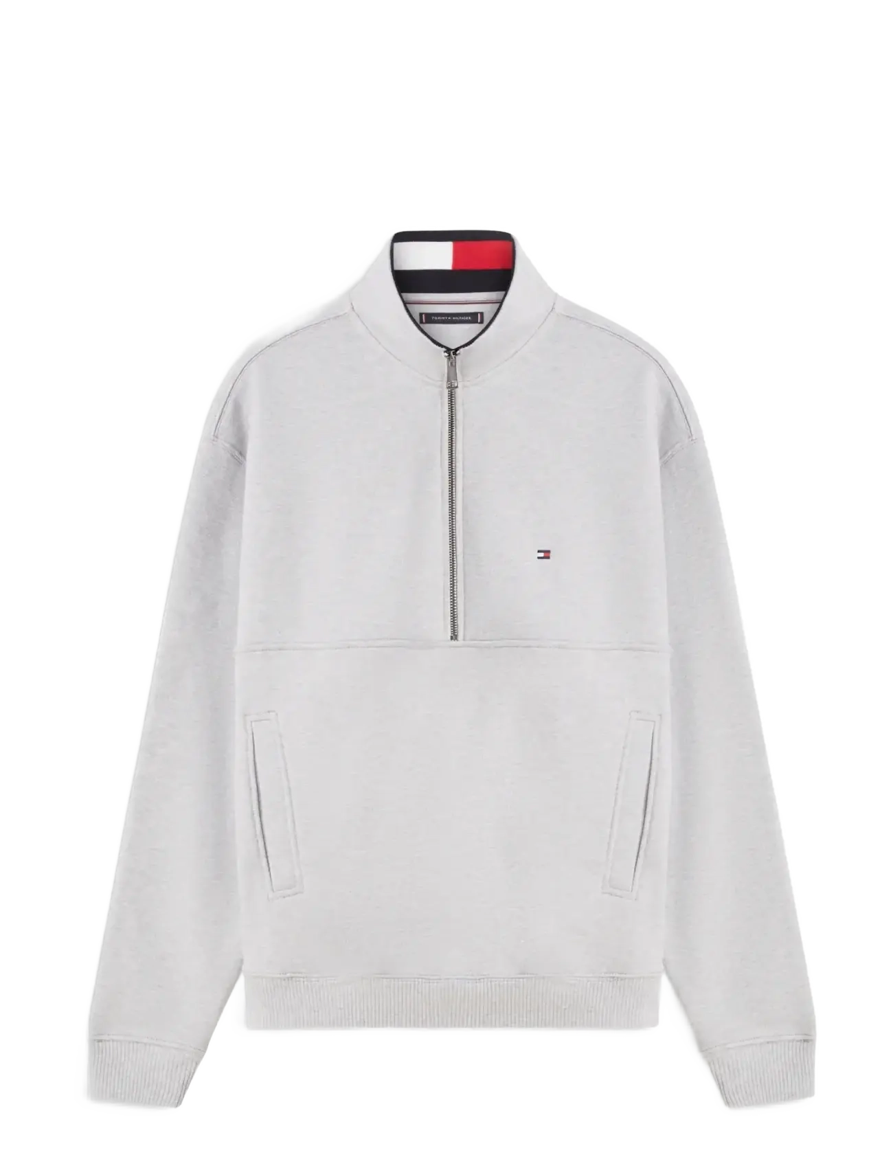 FLAG 1/4 ZIP - LIGHT GREY HEATHER