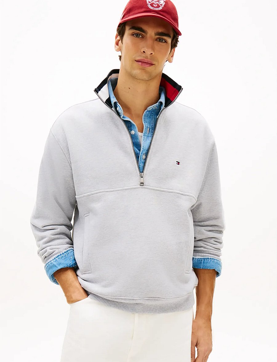 Tommy Hilfiger - FLAG 1/4 ZIP - pullover mit halbem reißverschluss - light grey heather - 0