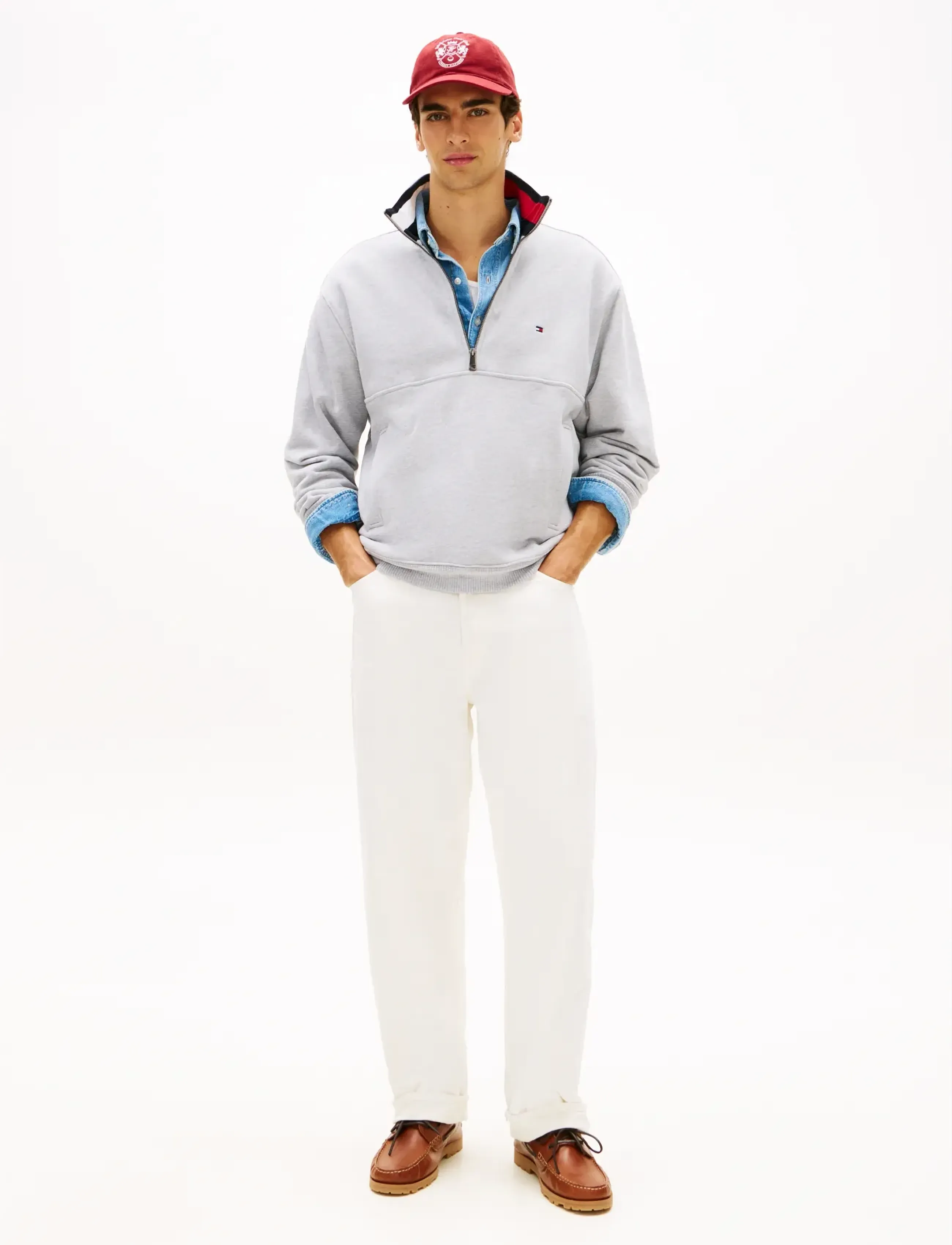 Tommy Hilfiger - FLAG 1/4 ZIP - half zip jumpers - light grey heather - 3