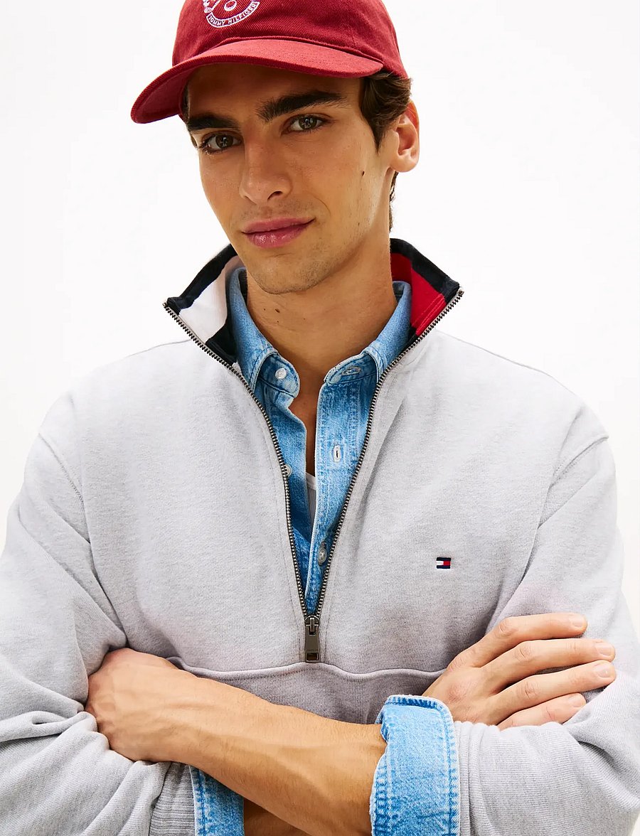 Tommy Hilfiger - FLAG 1/4 ZIP - pullover mit halbem reißverschluss - light grey heather - 4