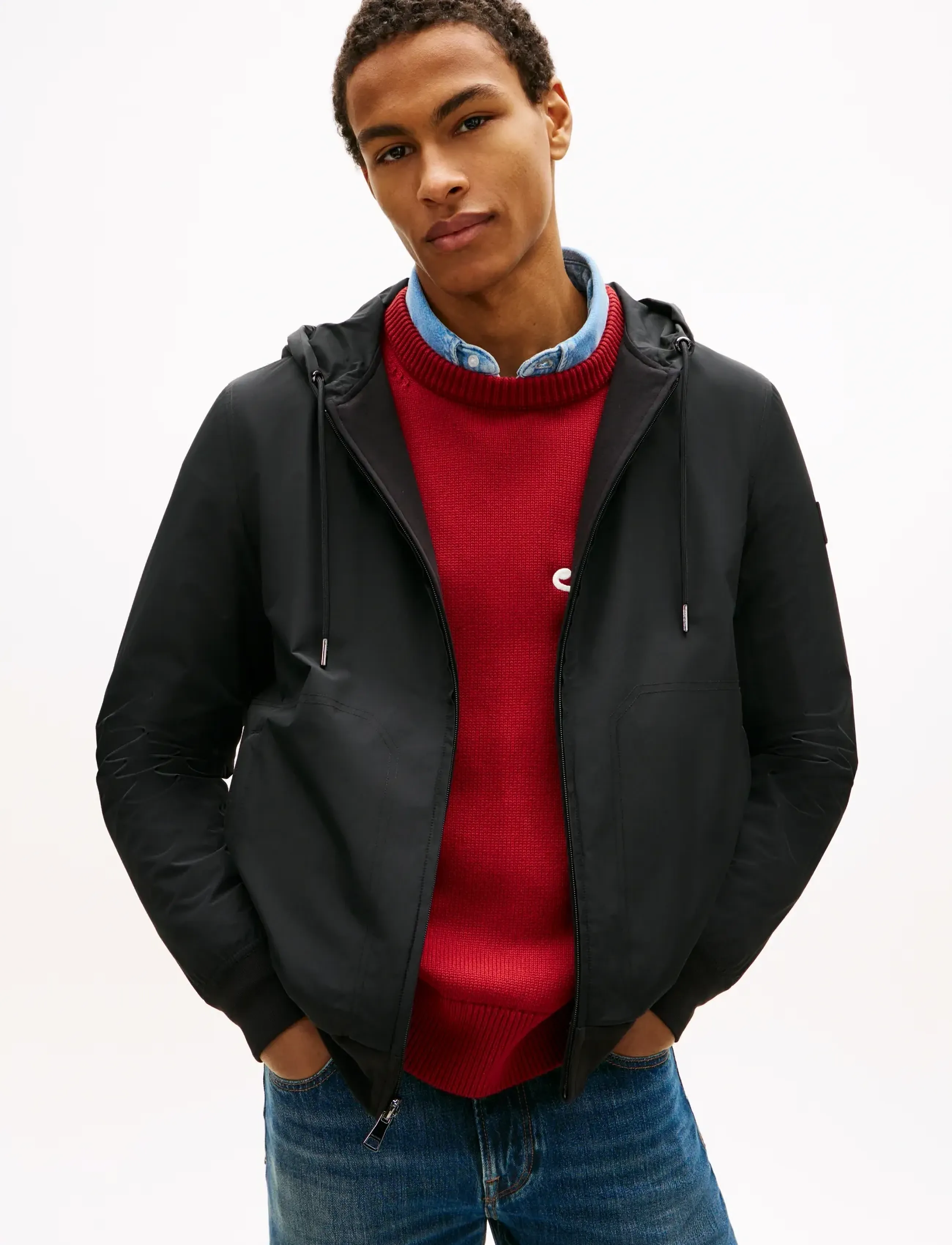 Tommy Hilfiger MIX MEDIA REVERSIBLE HDD ZIP - Designers - BLACK / black