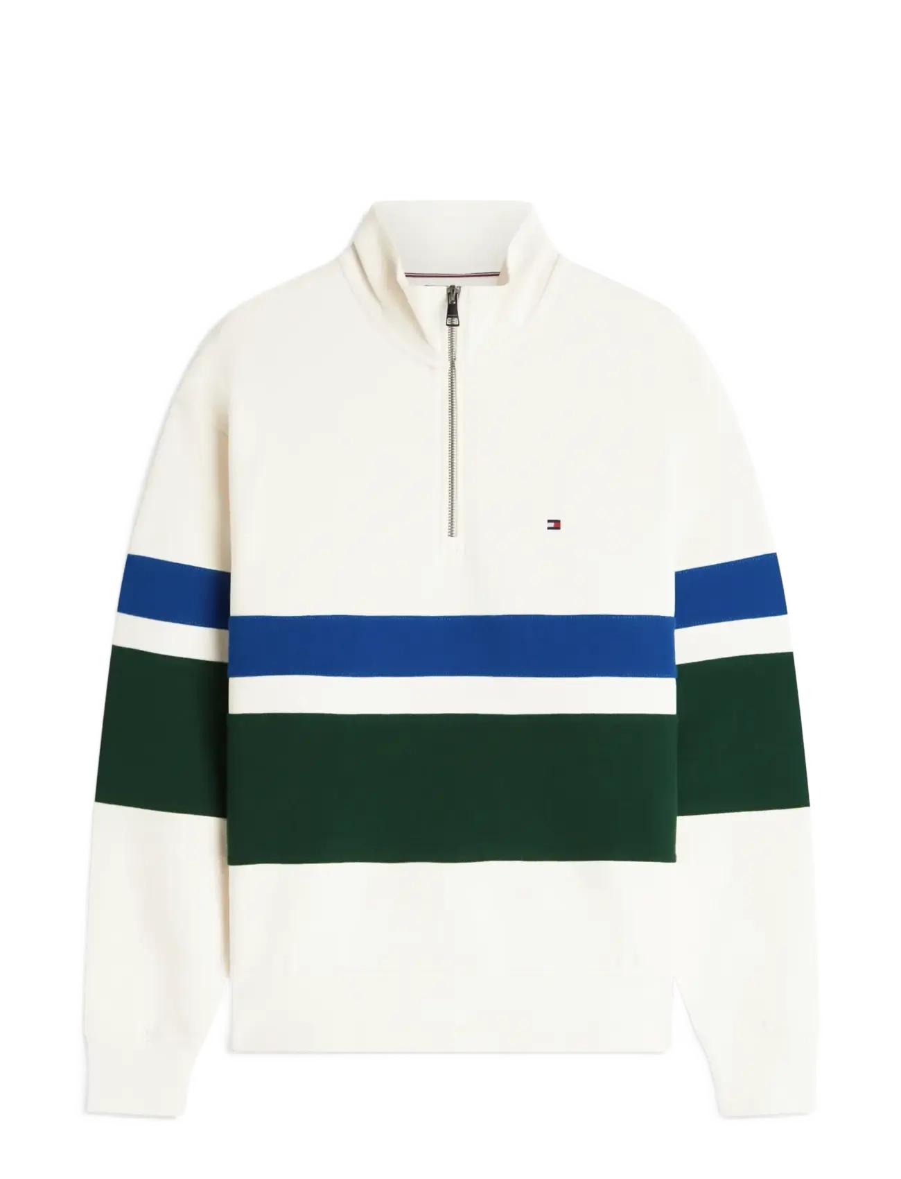 TOMMY HILFIGER Country Club Stripe 1/4 Zip Cream - S - Herren