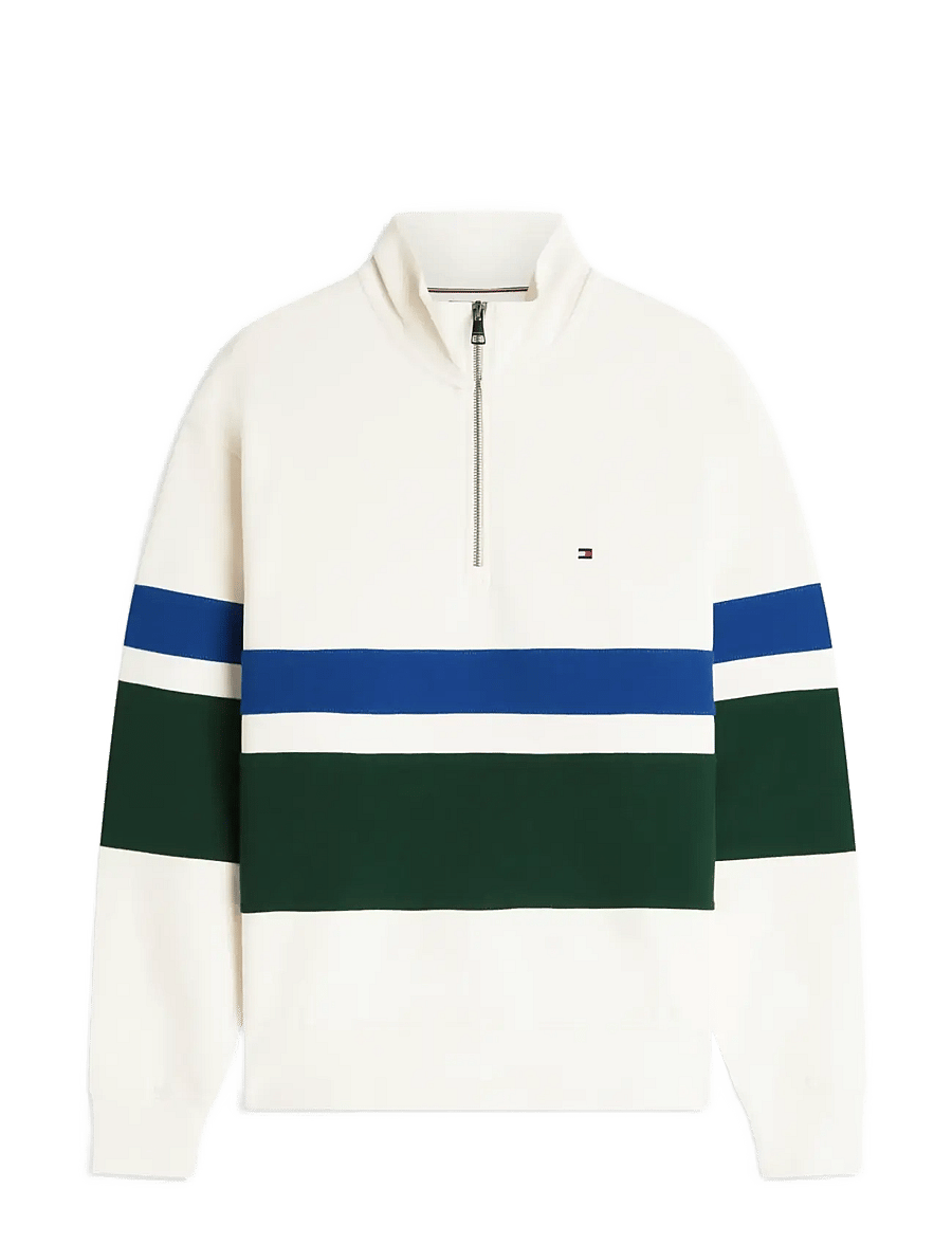 Tommy Hilfiger - COUNTRY CLUB STRIPE 1/4 ZIP - halfzip strik - ivory petal - 1