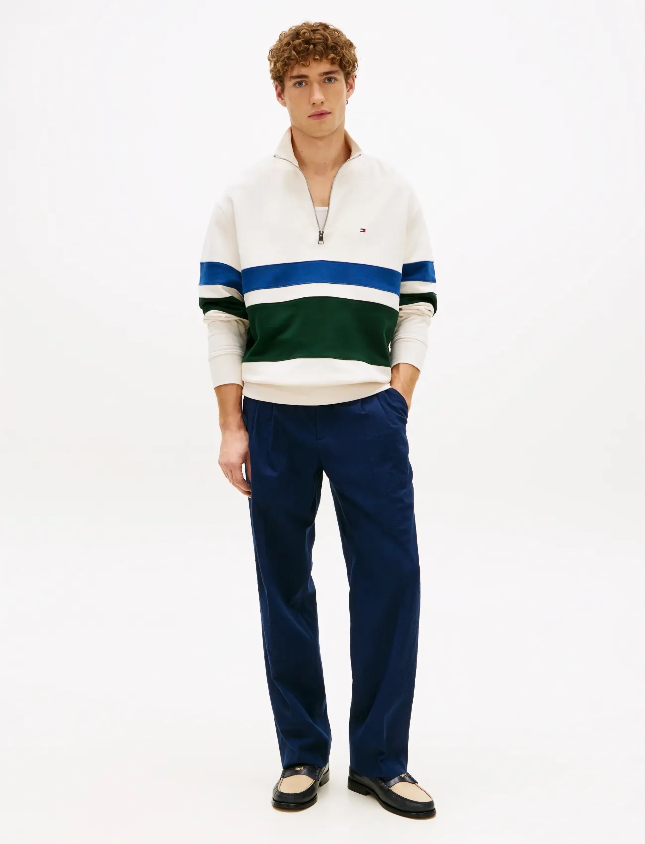 Tommy Hilfiger - COUNTRY CLUB STRIPE 1/4 ZIP - halfzip strik - ivory petal - 3
