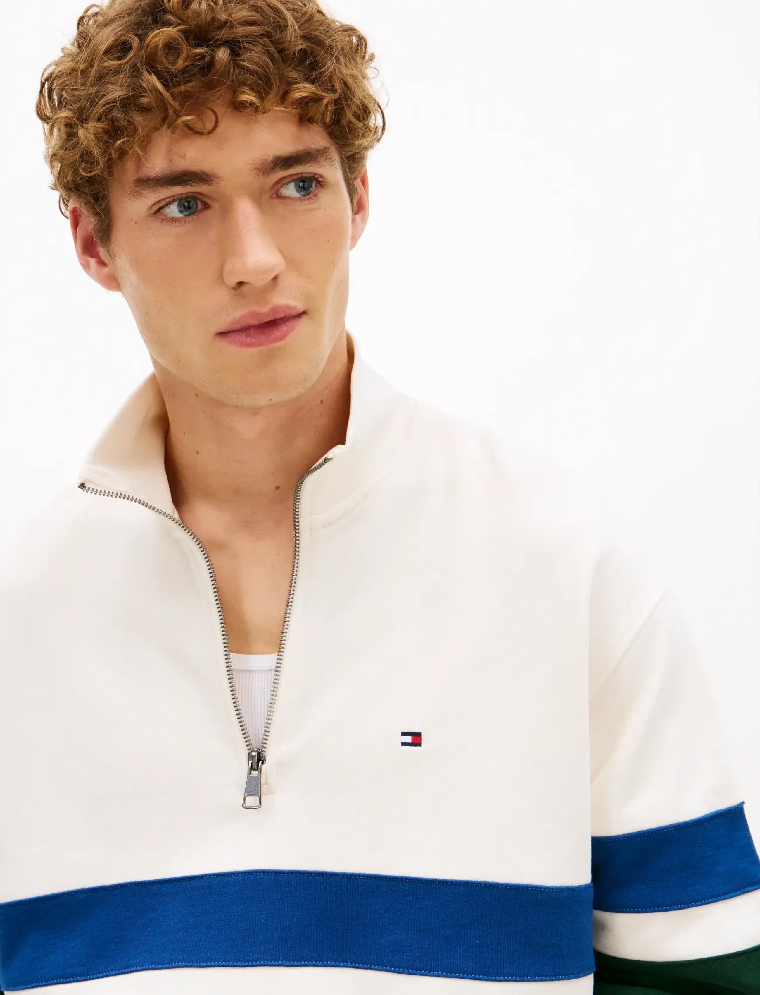 Tommy Hilfiger - COUNTRY CLUB STRIPE 1/4 ZIP - halfzip strik - ivory petal - 4