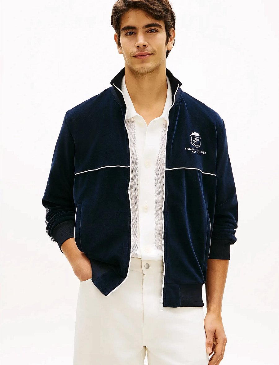 Tommy Hilfiger - VELOUR COUNTRY CLUB TRACKJACKET - sweatshirts - desert sky - 0