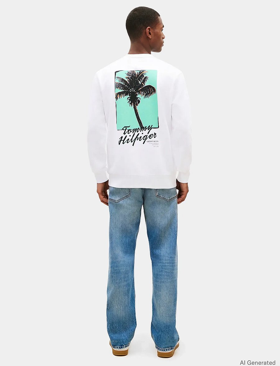 Tommy Hilfiger - PALM PHOTOPRINT SWEATSHIRT - sweatshirts - white - 2