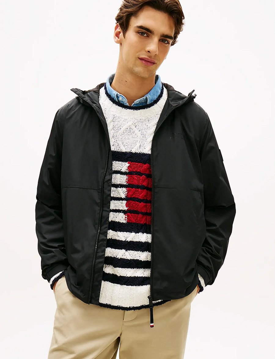 Tommy Hilfiger - BRANDED HOODED JACKET - frühlingsjacken - black - 0