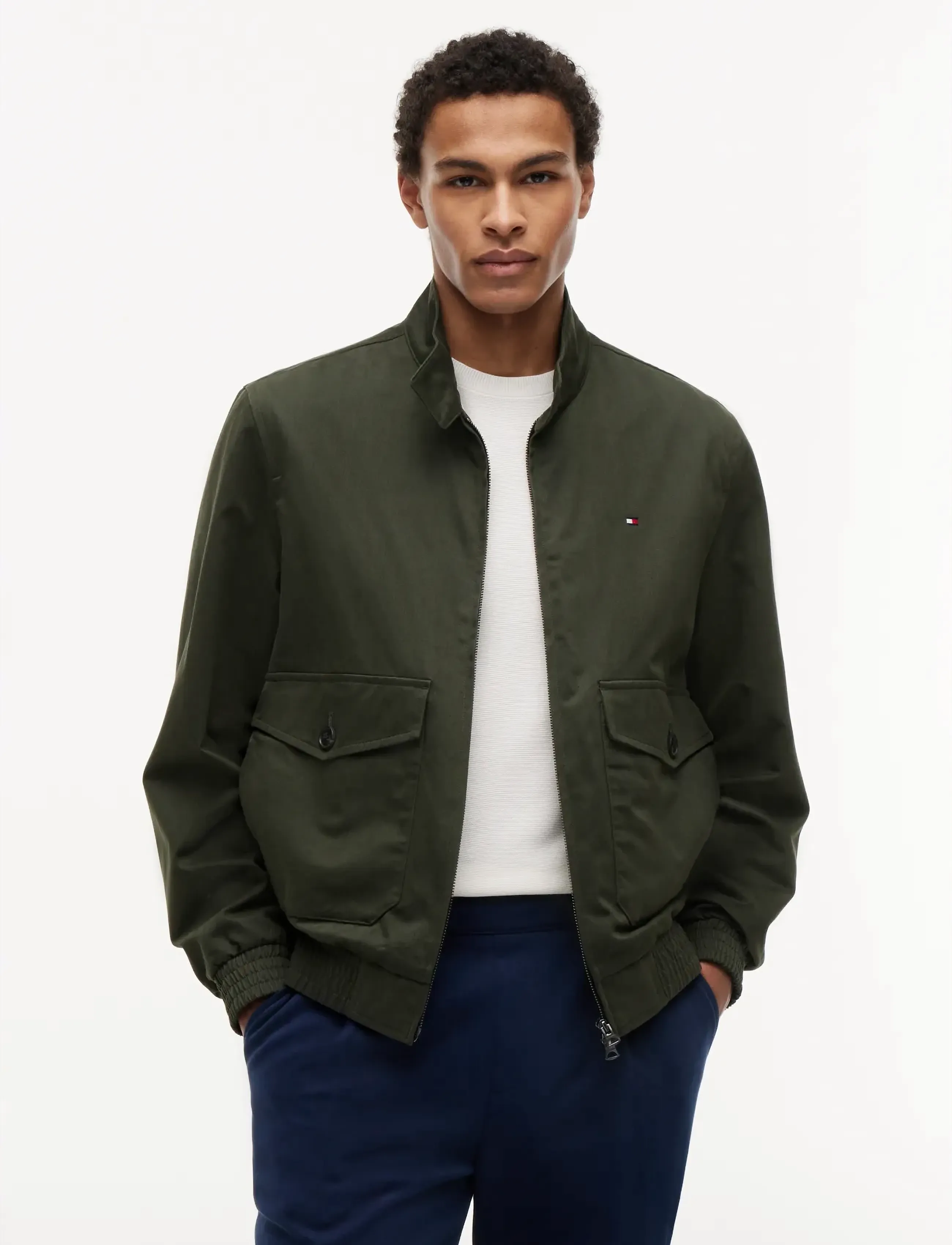 Tommy Hilfiger Cotton Harrington, Mænd, Harrington Jakke, Kakigrøn, Str: M