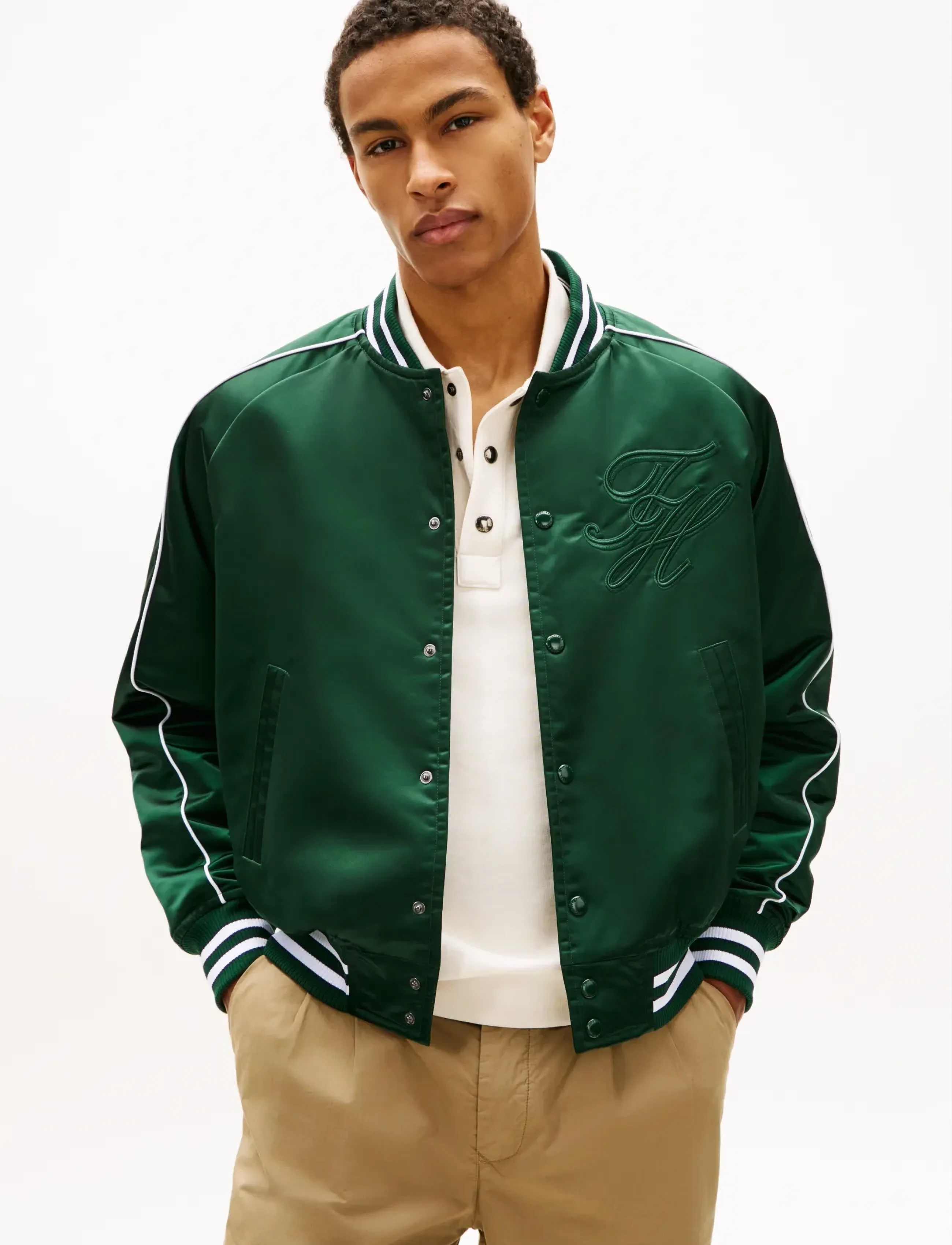 Tommy Hilfiger Nylon Varsity, M, Green, Jakker > Varsity-Jakker, Herre