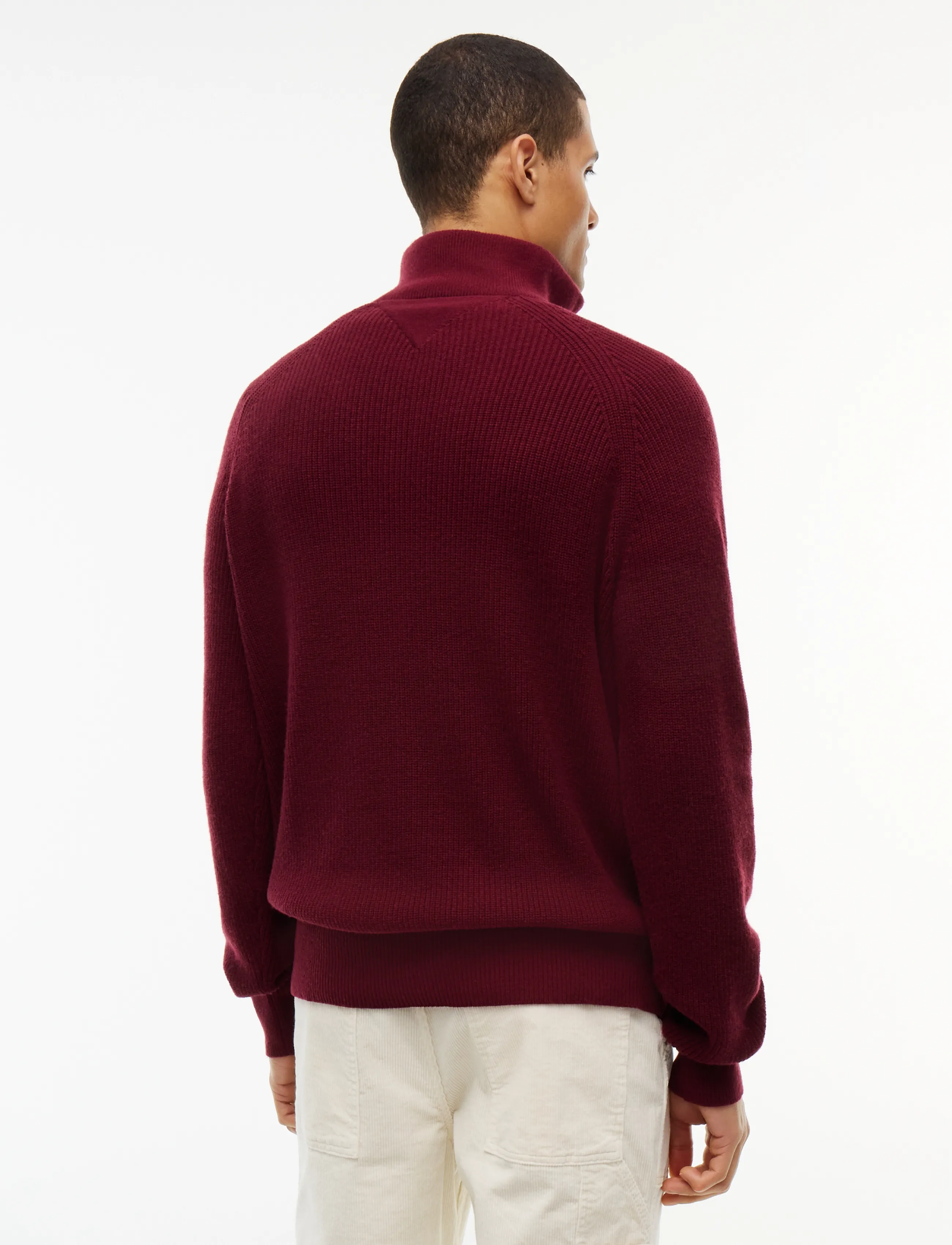 Tommy Hilfiger - FISHERMAN RIB ZIP MOCK - pullover mit halbem reißverschluss - burgundy - 2