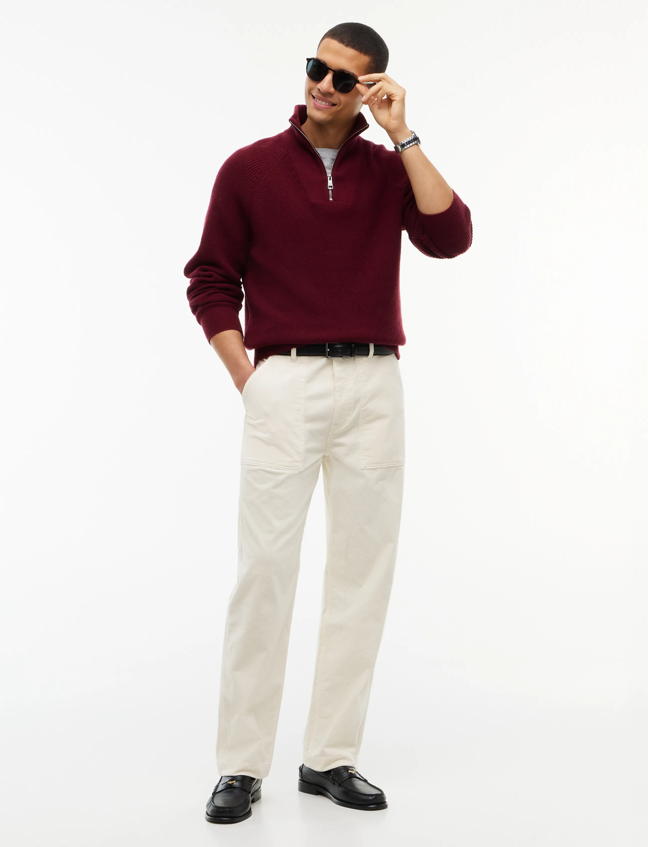 Tommy Hilfiger - FISHERMAN RIB ZIP MOCK - pullover mit halbem reißverschluss - burgundy - 4