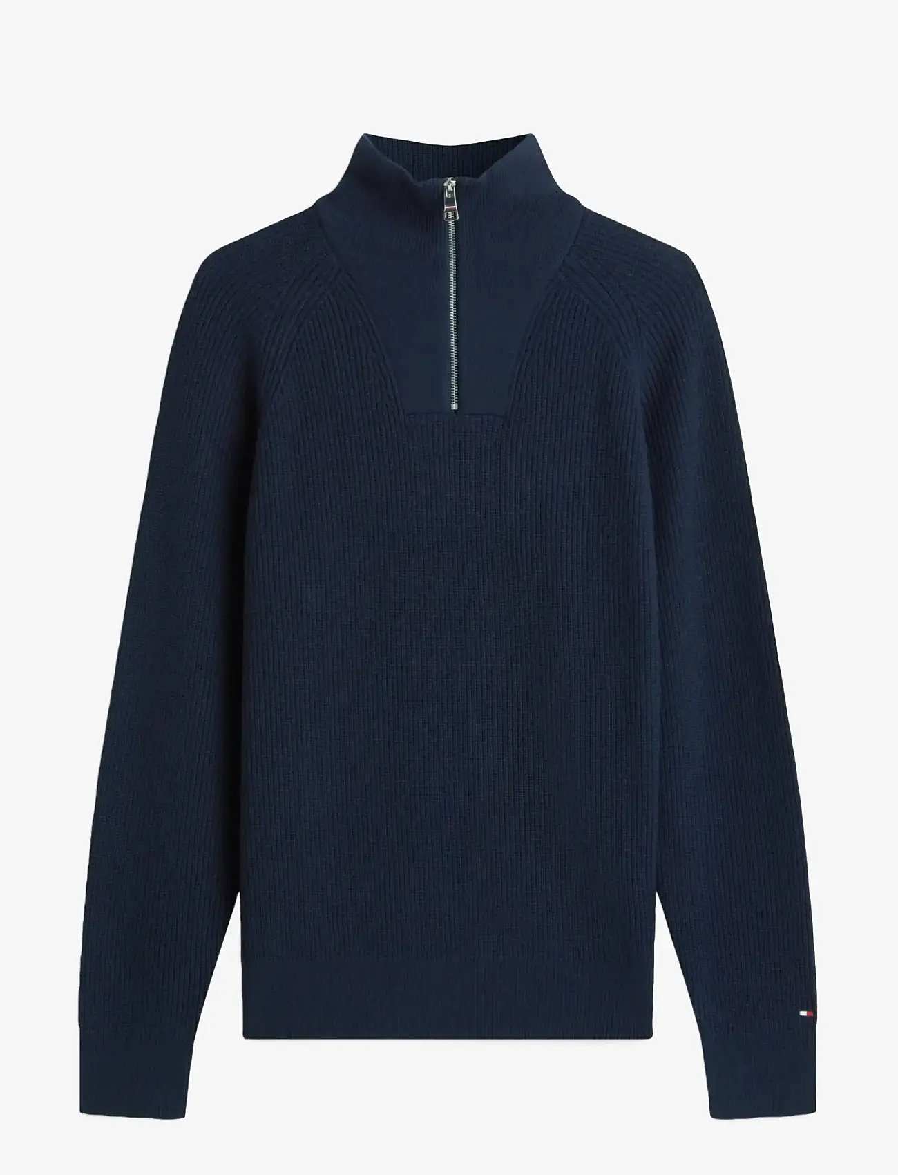 Tommy Hilfiger - FISHERMAN RIB ZIP MOCK - halfzip strik - dark night navy - 1