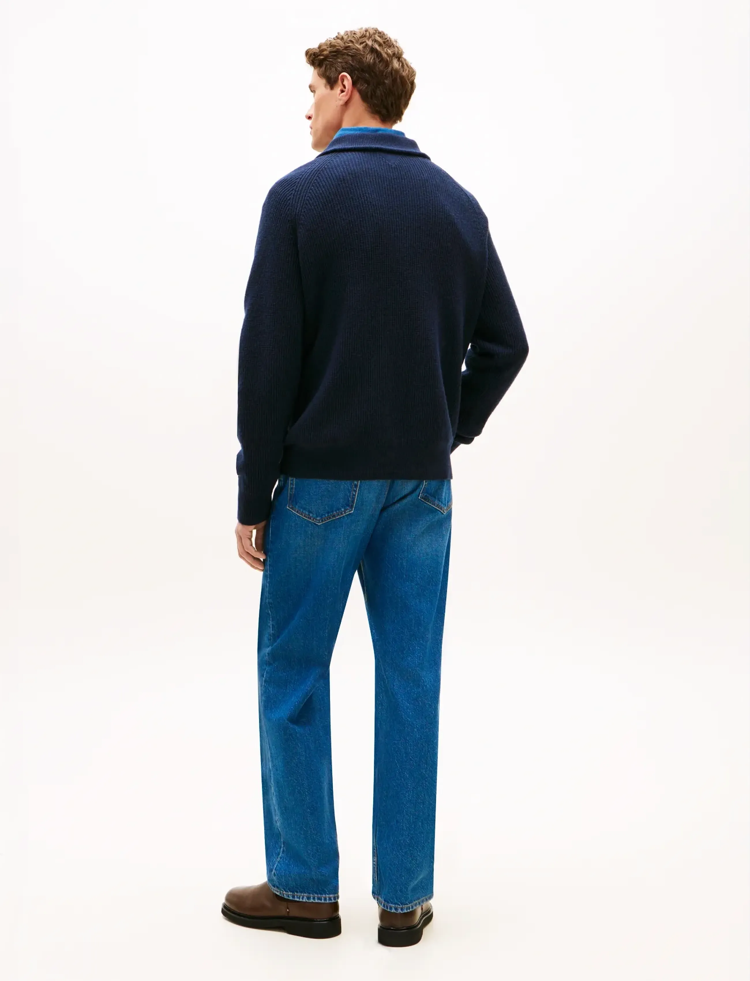 Tommy Hilfiger - FISHERMAN RIB ZIP MOCK - halfzip strik - dark night navy - 3