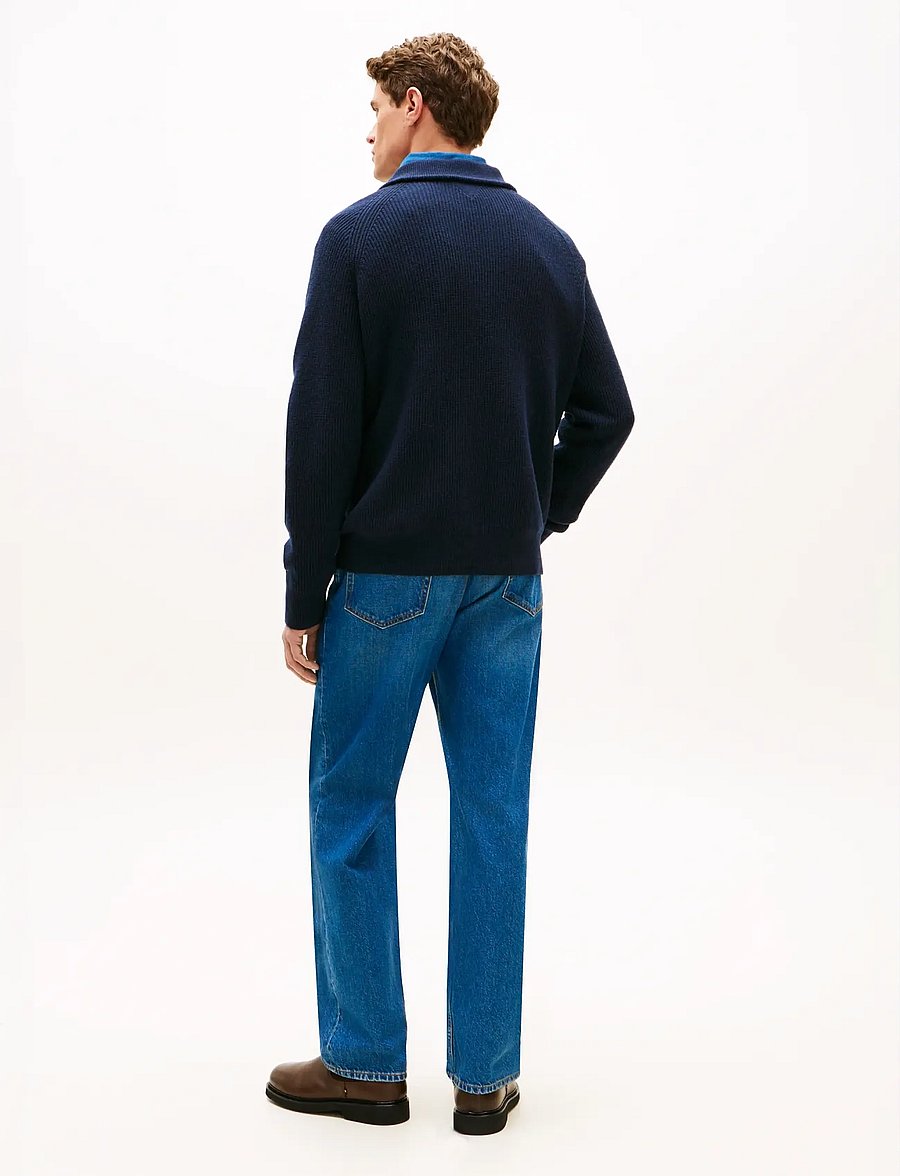 Tommy Hilfiger - FISHERMAN RIB ZIP MOCK - halfzip strik - dark night navy - 3