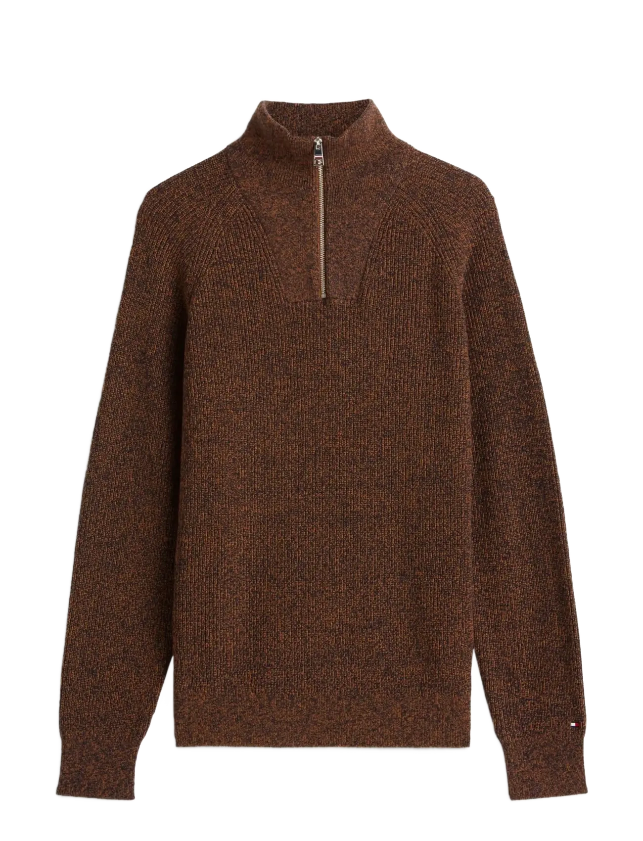 Tommy Hilfiger FISHERMAN RIB ZIP MOCK - Half zip-tröjor - HIGHLAND KHAKI / brown