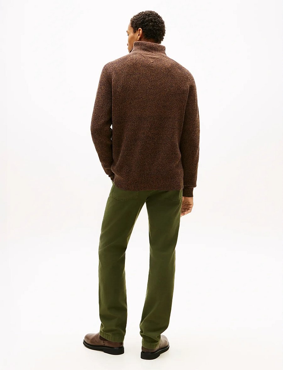 Tommy Hilfiger - FISHERMAN RIB ZIP MOCK - poolpika lukuga džemprid - highland khaki - 3