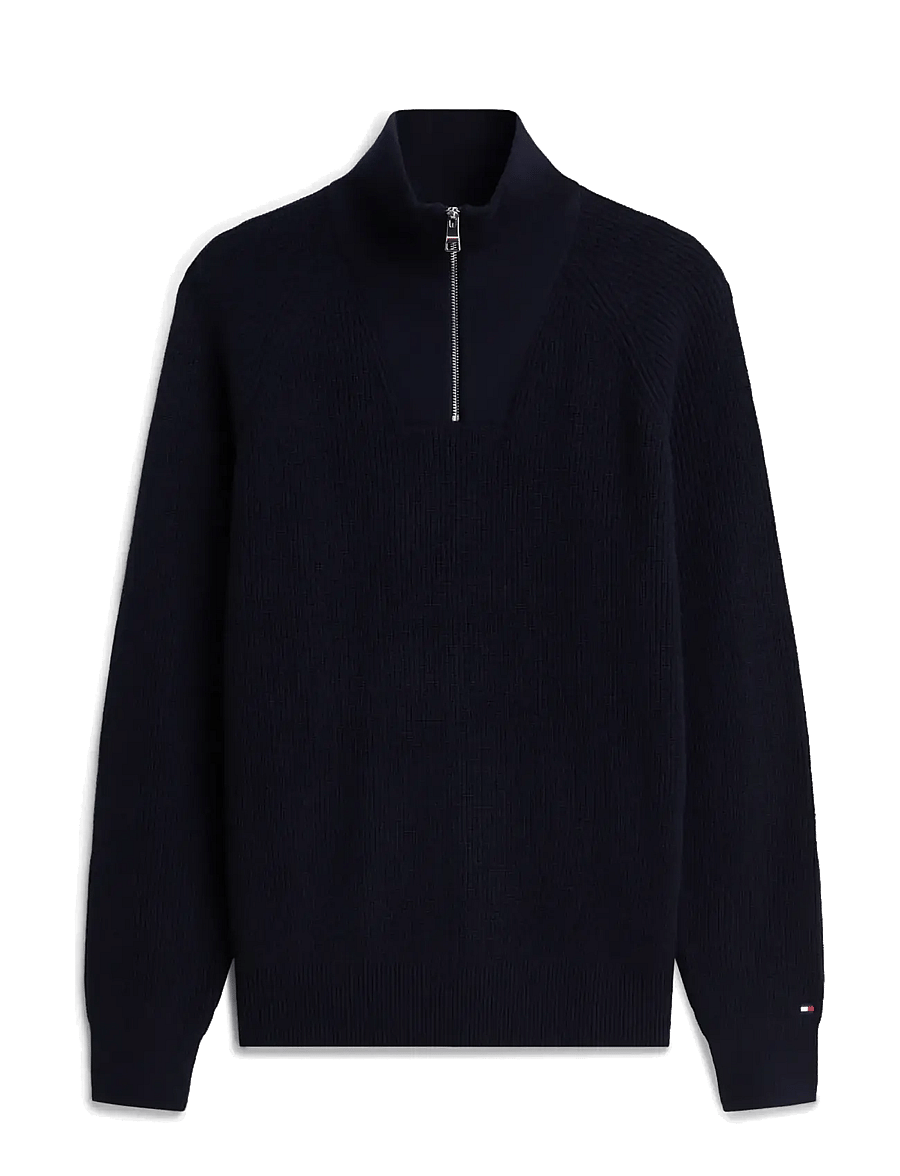 Tommy Hilfiger - FISHERMAN RIB ZIP MOCK - pullover mit halbem reißverschluss - navy blue - 1