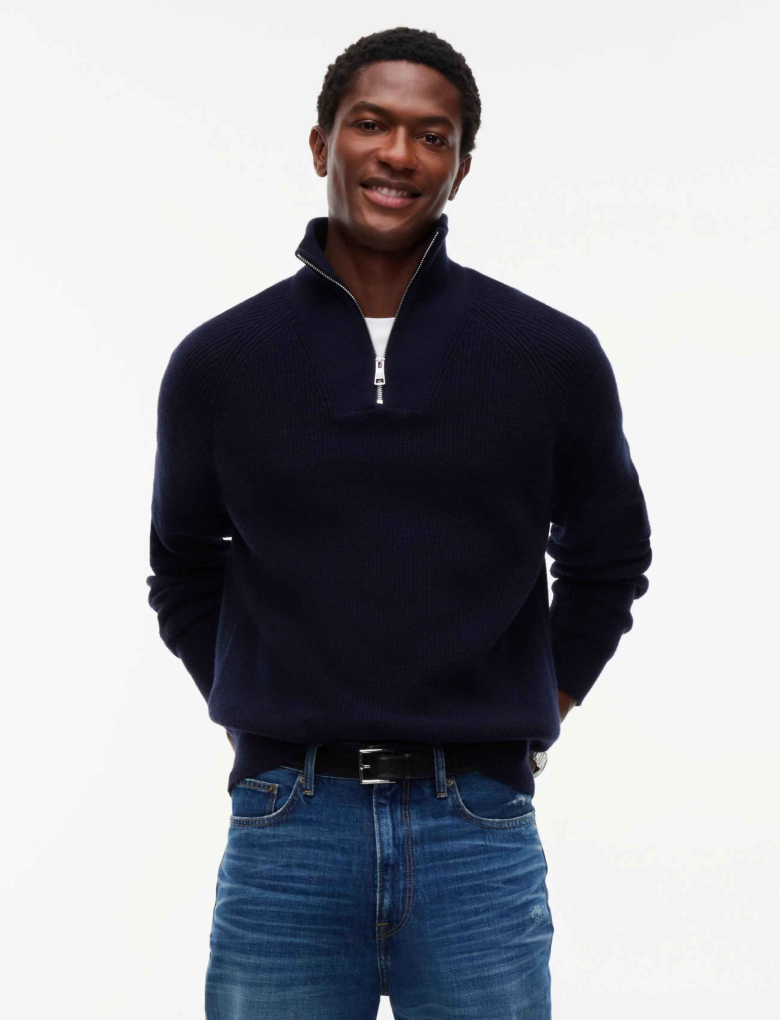 TOMMY HILFIGER Fisherman Rib Zip Mock stickade tröjor herr – bild 2