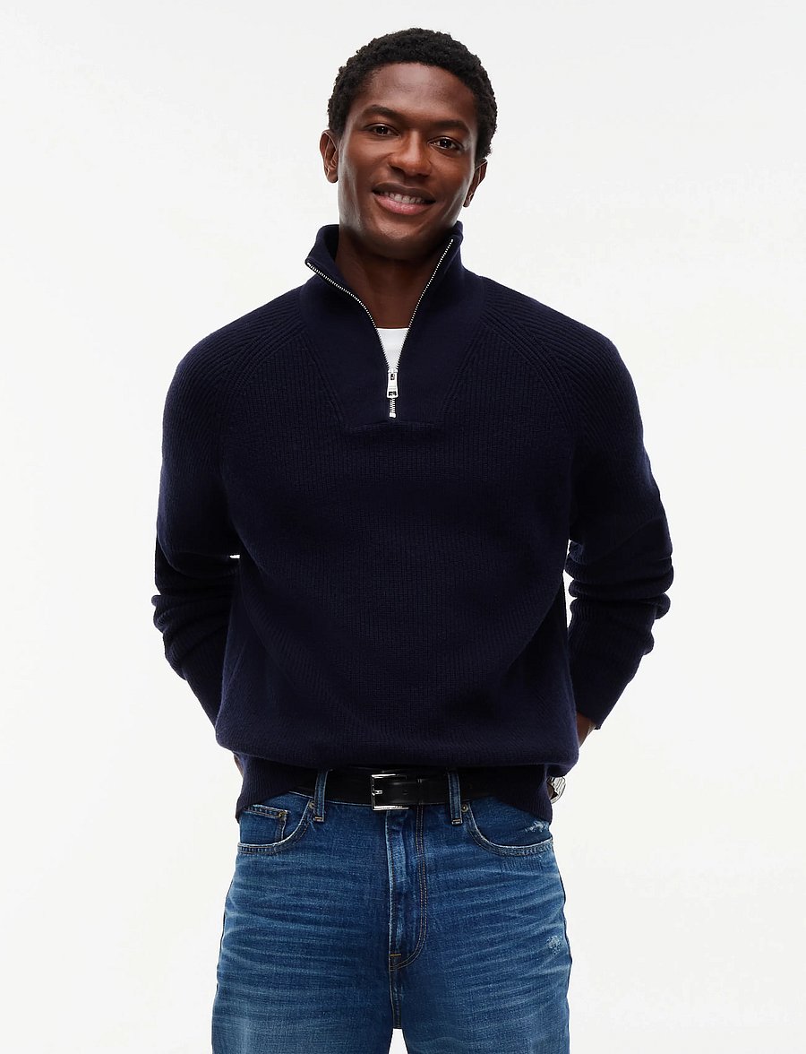 Tommy Hilfiger - FISHERMAN RIB ZIP MOCK - pullover mit halbem reißverschluss - navy blue - 0