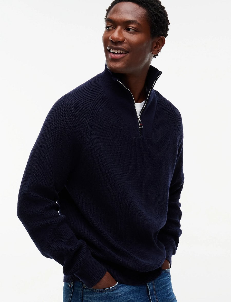 Tommy Hilfiger - FISHERMAN RIB ZIP MOCK - pullover mit halbem reißverschluss - navy blue - 3
