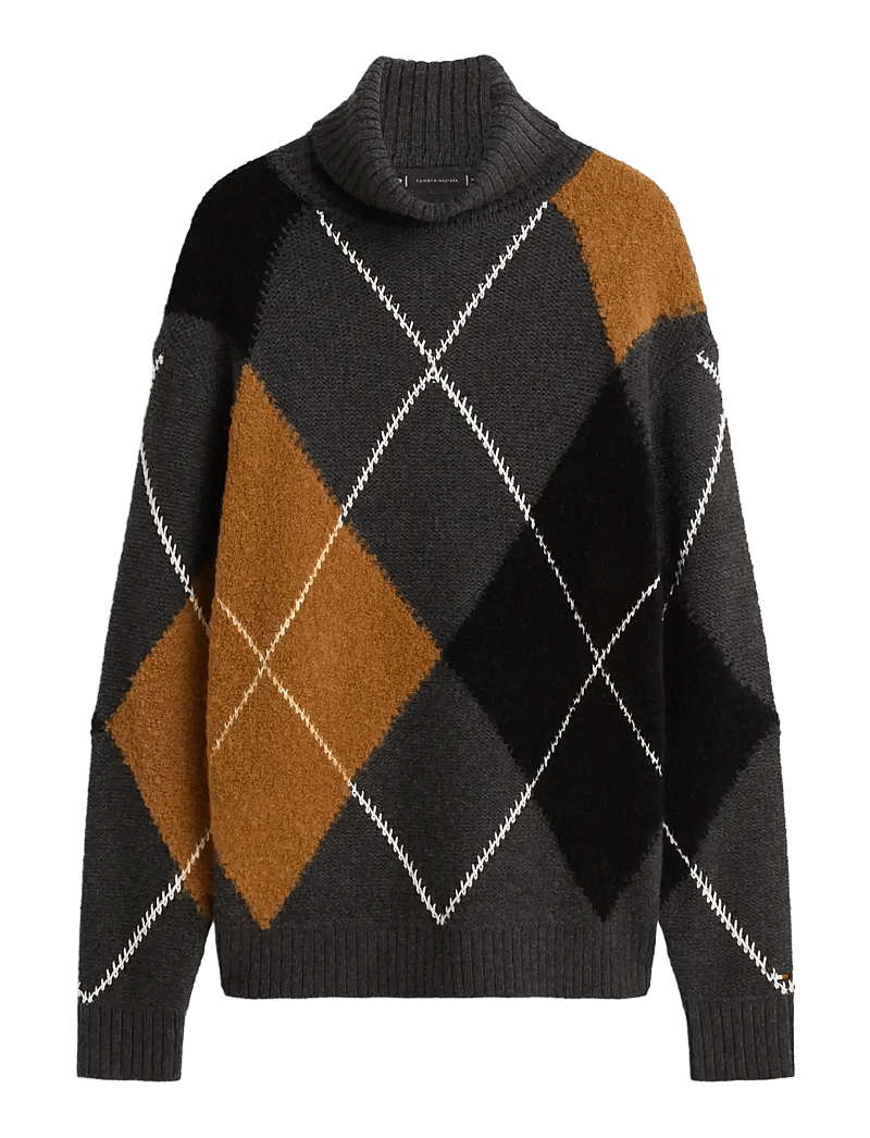 Tommy Hilfiger - ARGYLE ROLL NECK - kõrge kaelusega džemprid - dark grey heather - 1