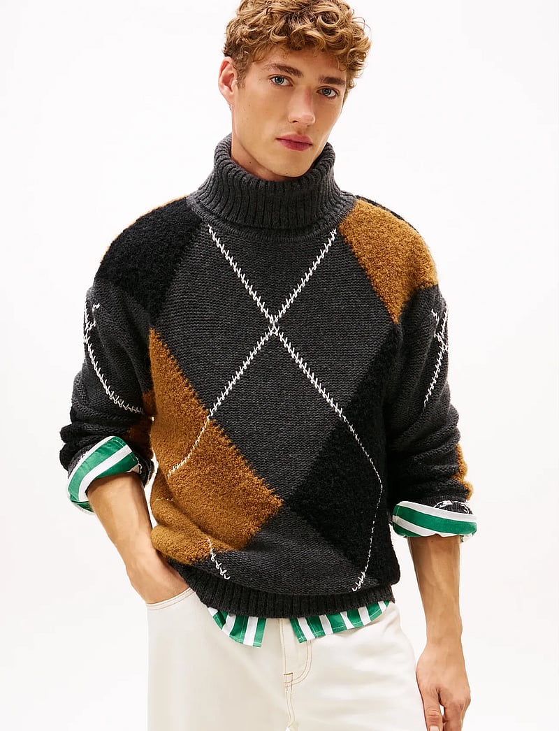 Tommy Hilfiger - ARGYLE ROLL NECK - kõrge kaelusega džemprid - dark grey heather - 0