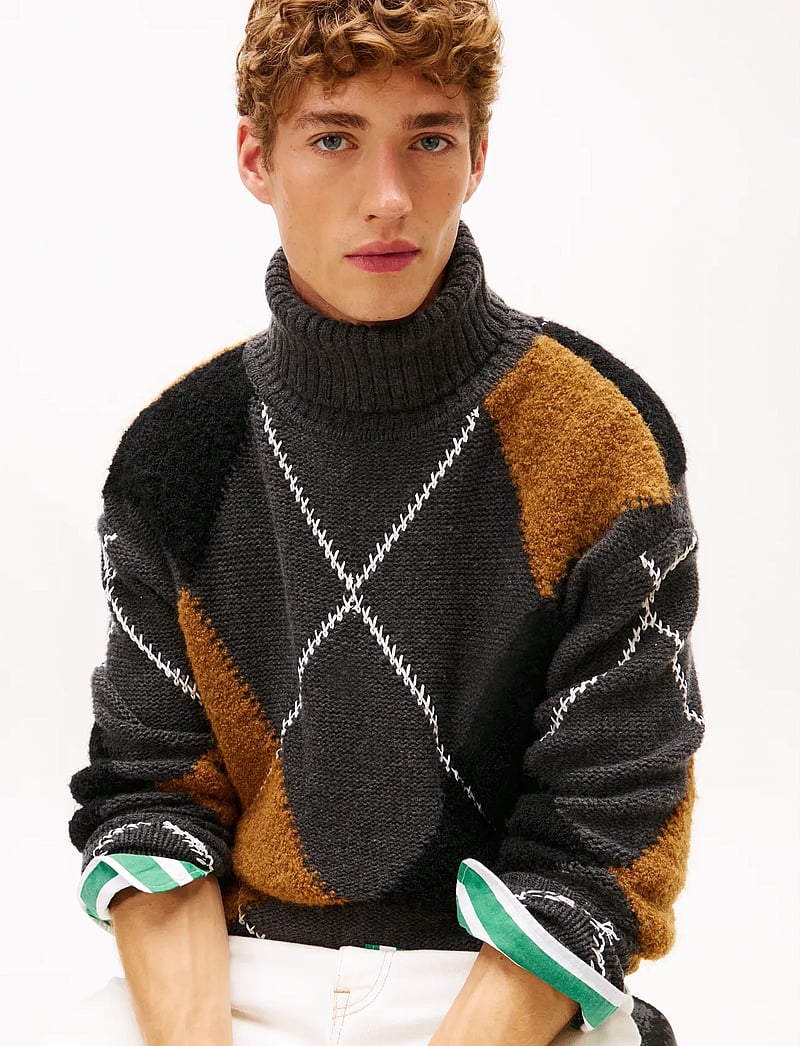 Tommy Hilfiger - ARGYLE ROLL NECK - kõrge kaelusega džemprid - dark grey heather - 4