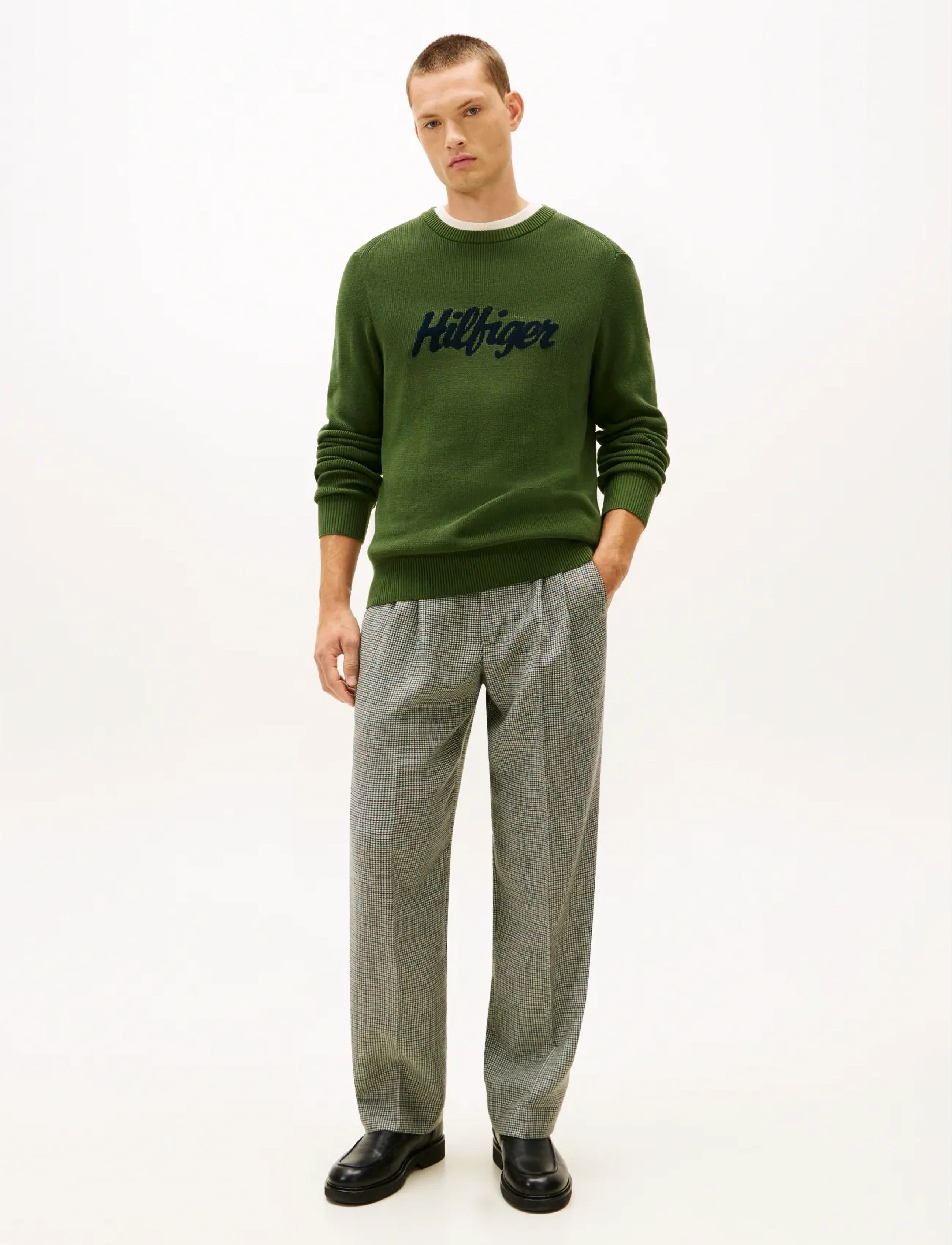 Tommy Hilfiger - DC CHECK PANTS - puvunhousut - darkened emerald - 3